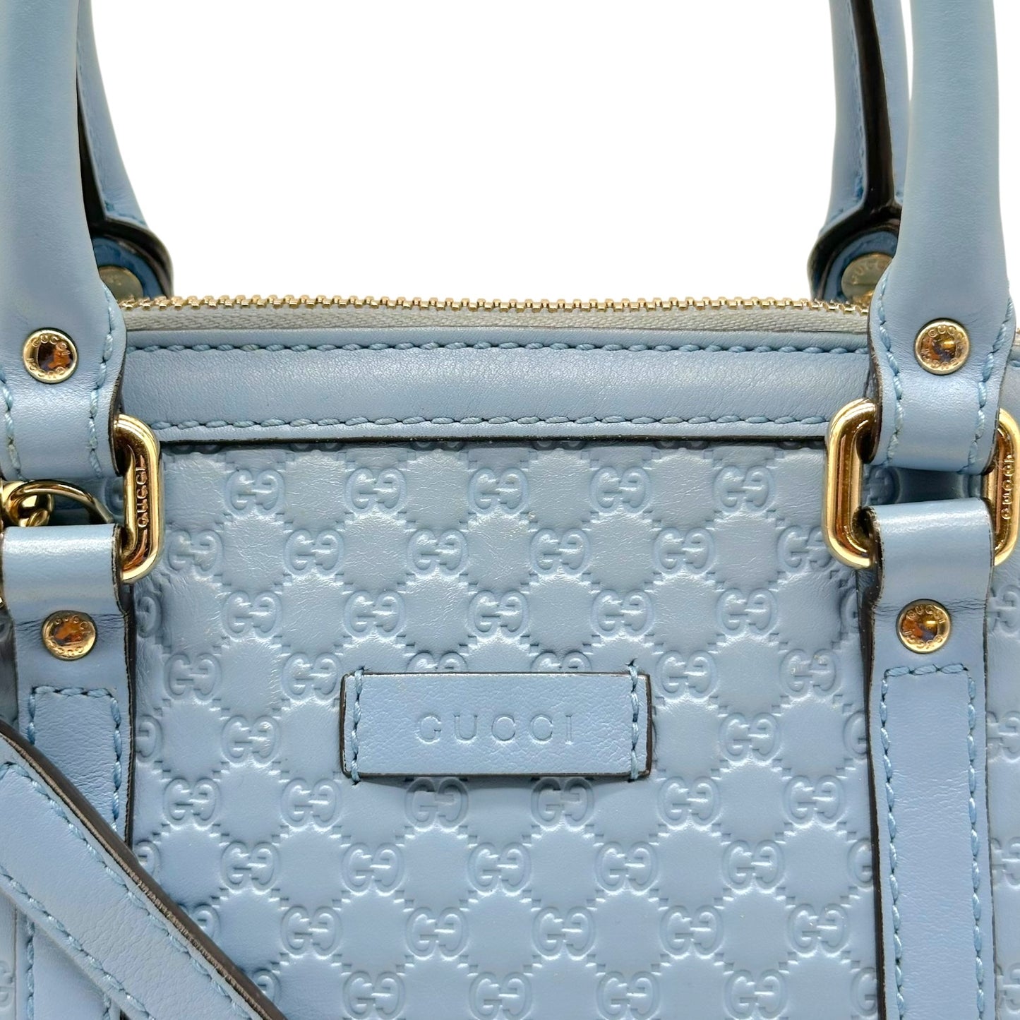 Gucci Light Blue Embossed Guccissima Monogram 2-Way Mini Bag
