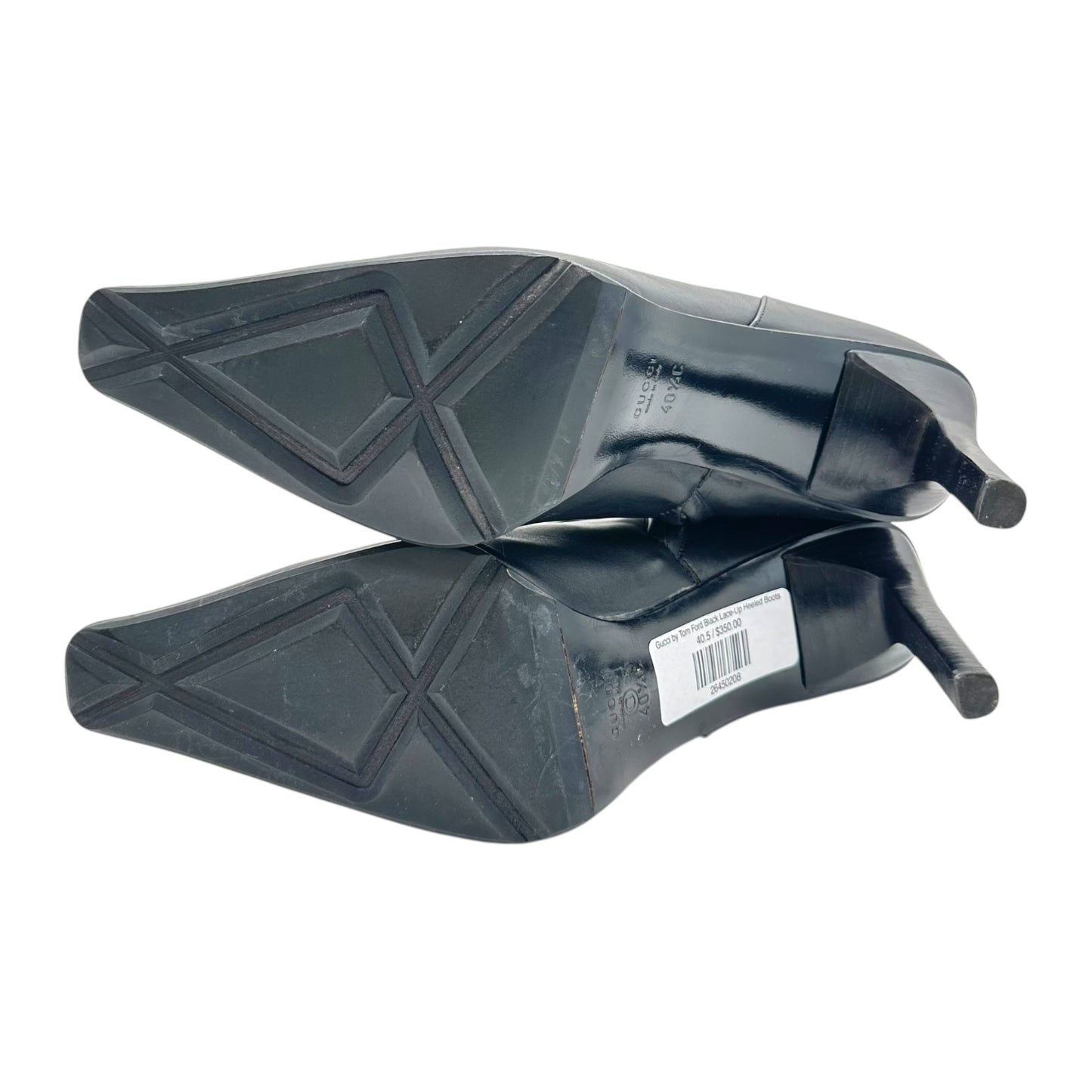 Gucci by Tom Ford Black Lace-Up Heeled Boots