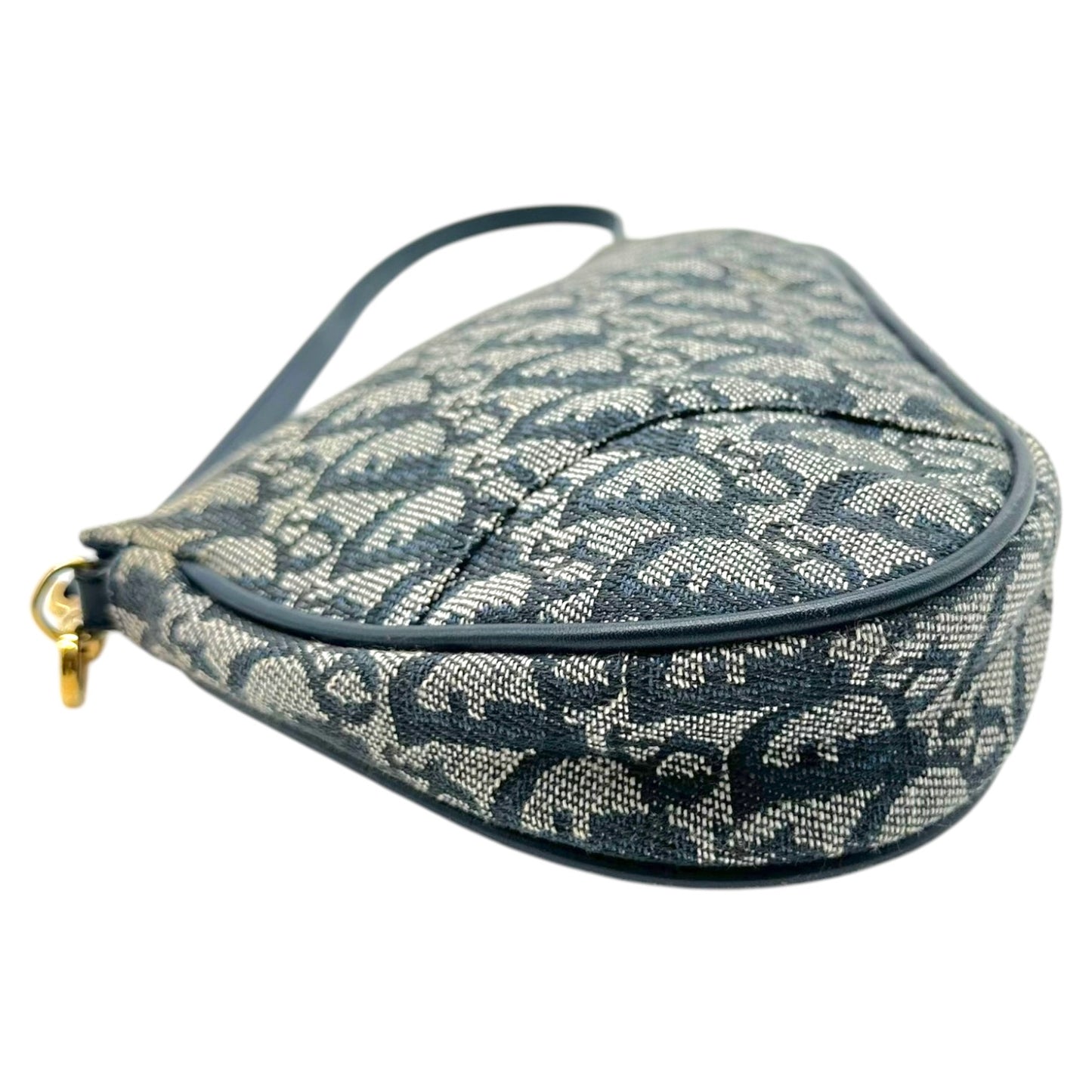 Christian Dior Mini Saddle Bag Navy Blue Trotter Monogram