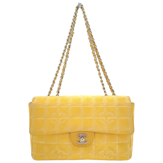 Chanel Yellow Nylon Travel Line Medium Flap Bag