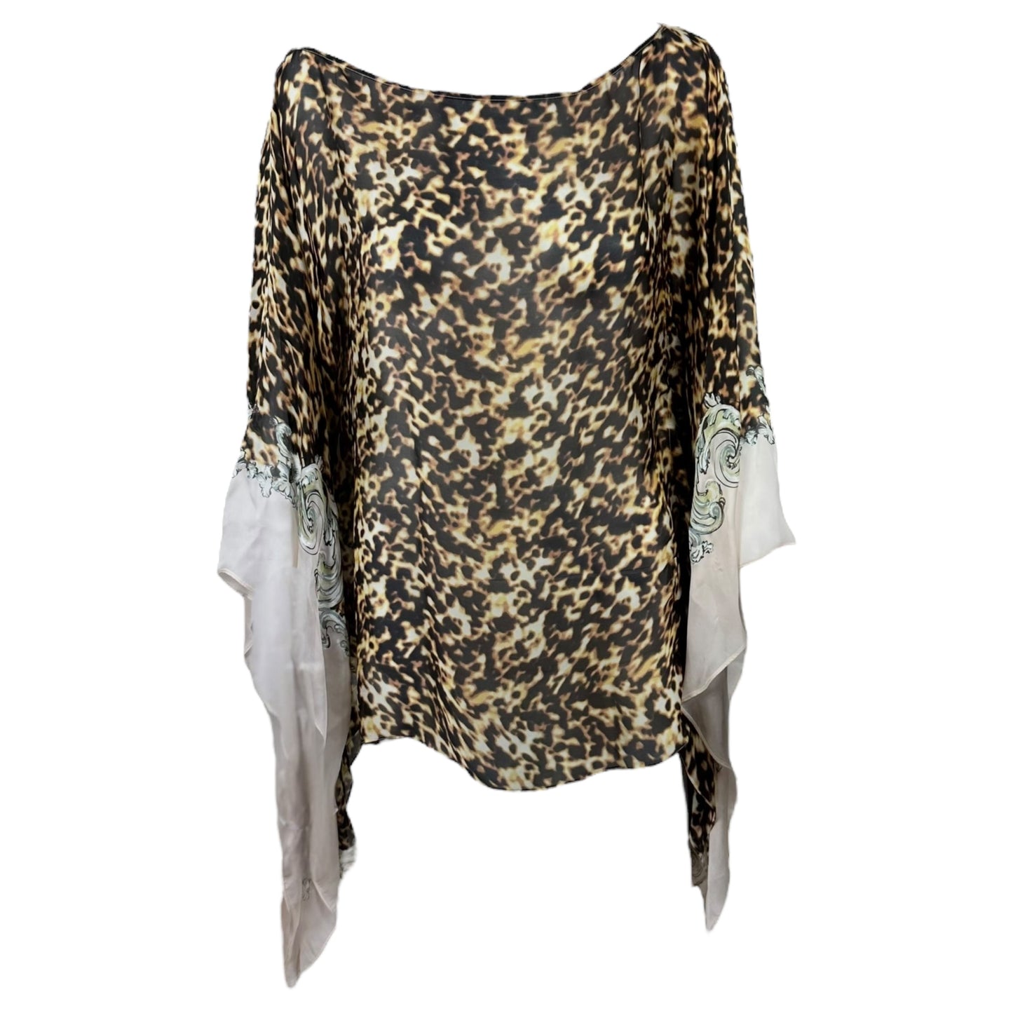 Roberto Cavalli Tortoise Print Sheer Silk Poncho