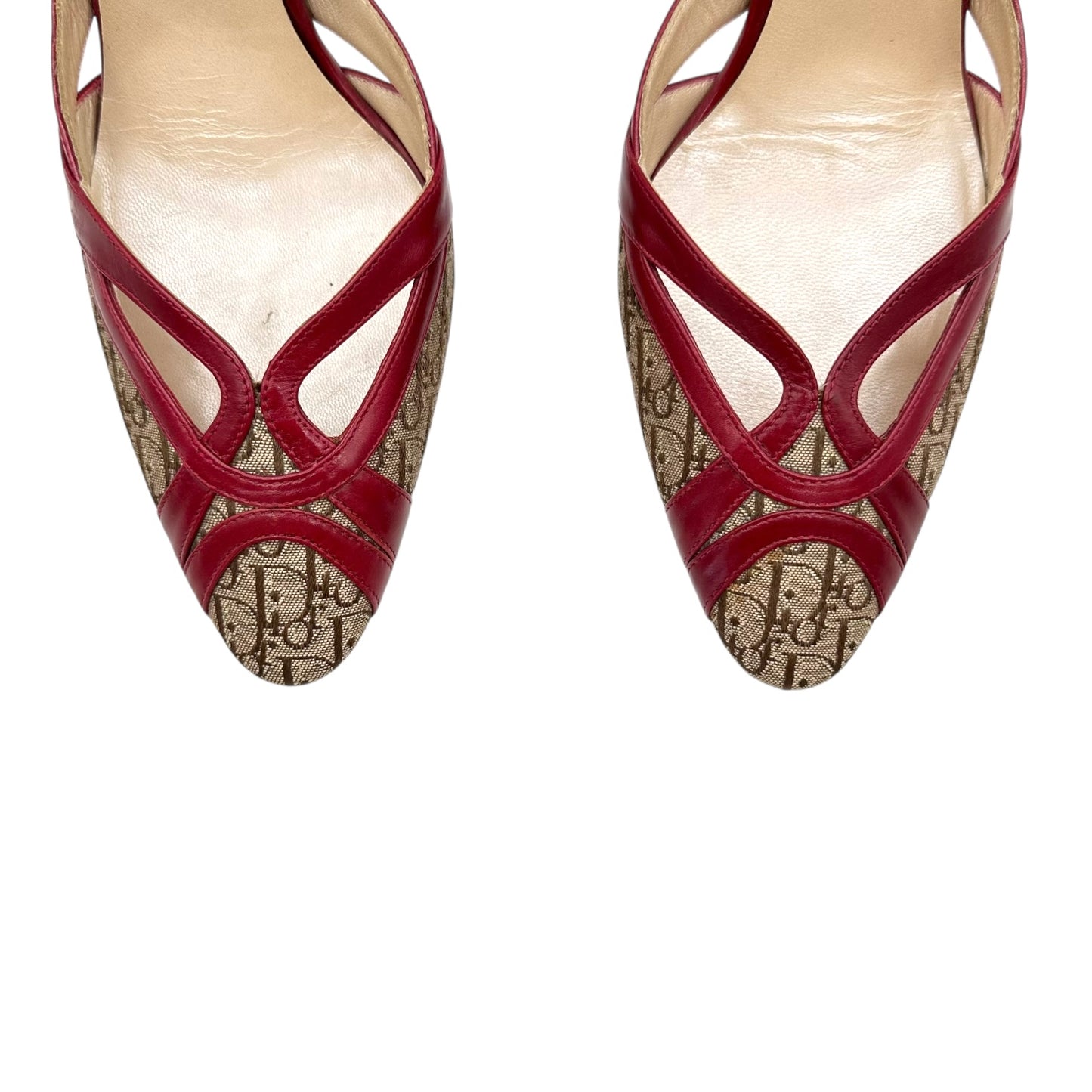 Christian Dior Trotter Monogram & Red Leather Heels