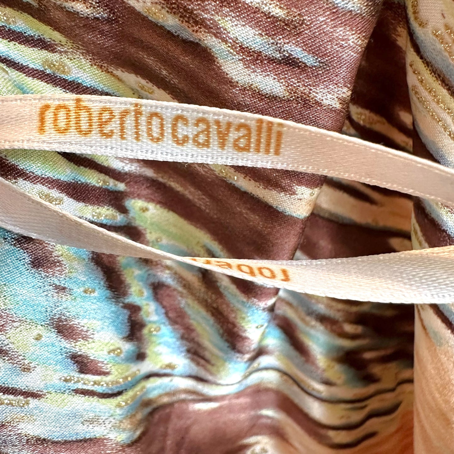 Roberto Cavalli S/S 2003 Silk Feather Print Asymmetrical Midi Skirt