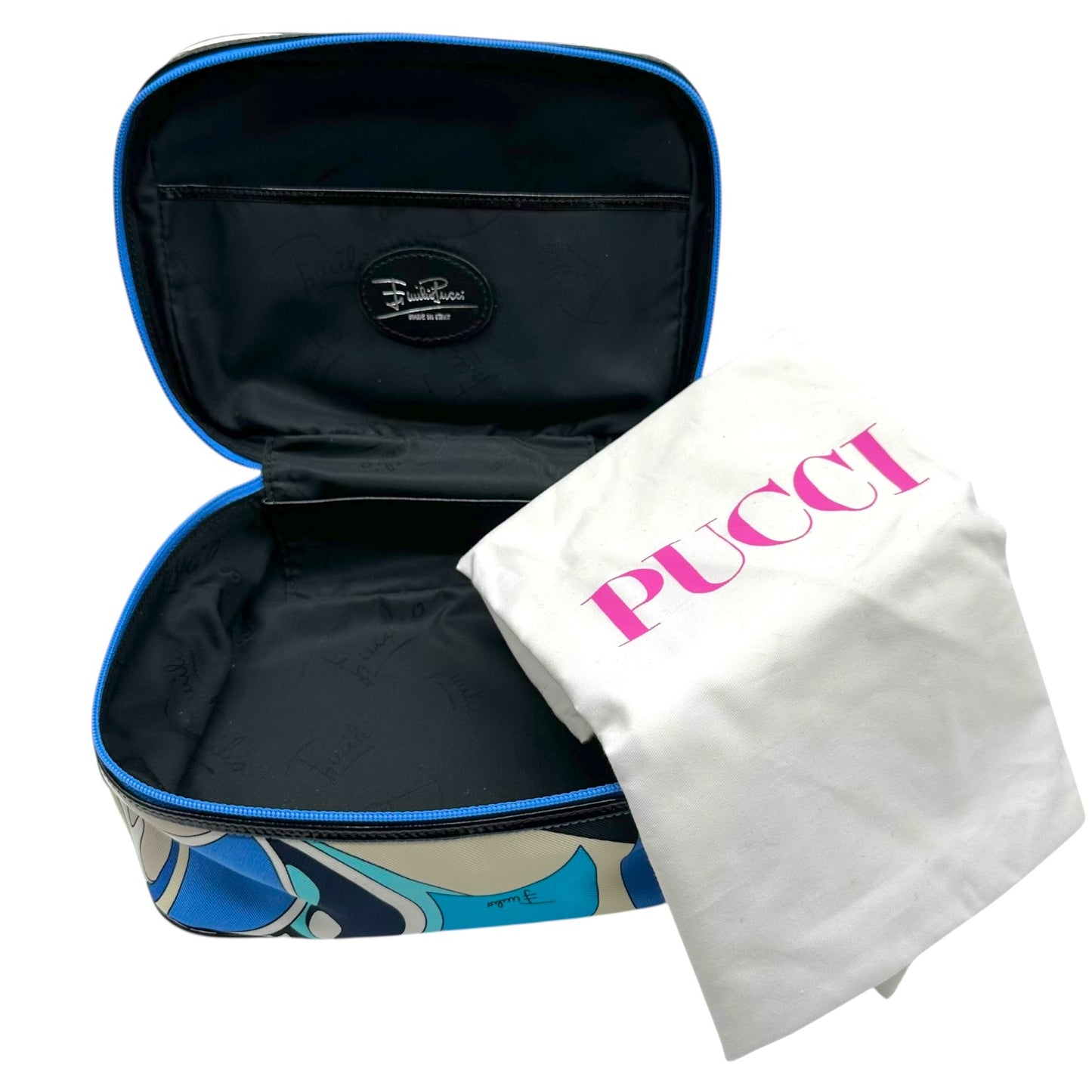 Emilio Pucci Blue Printed Top Handle Mini Vanity Bag