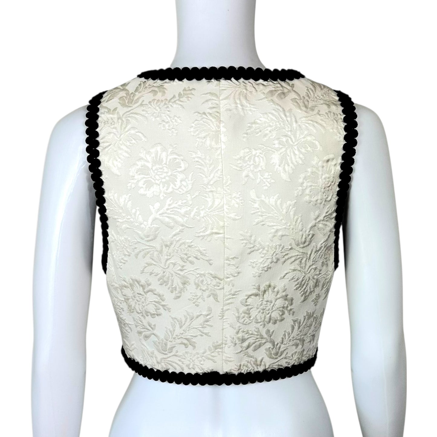 Dolce & Gabbana Black & White Floral Cropped Vest Top