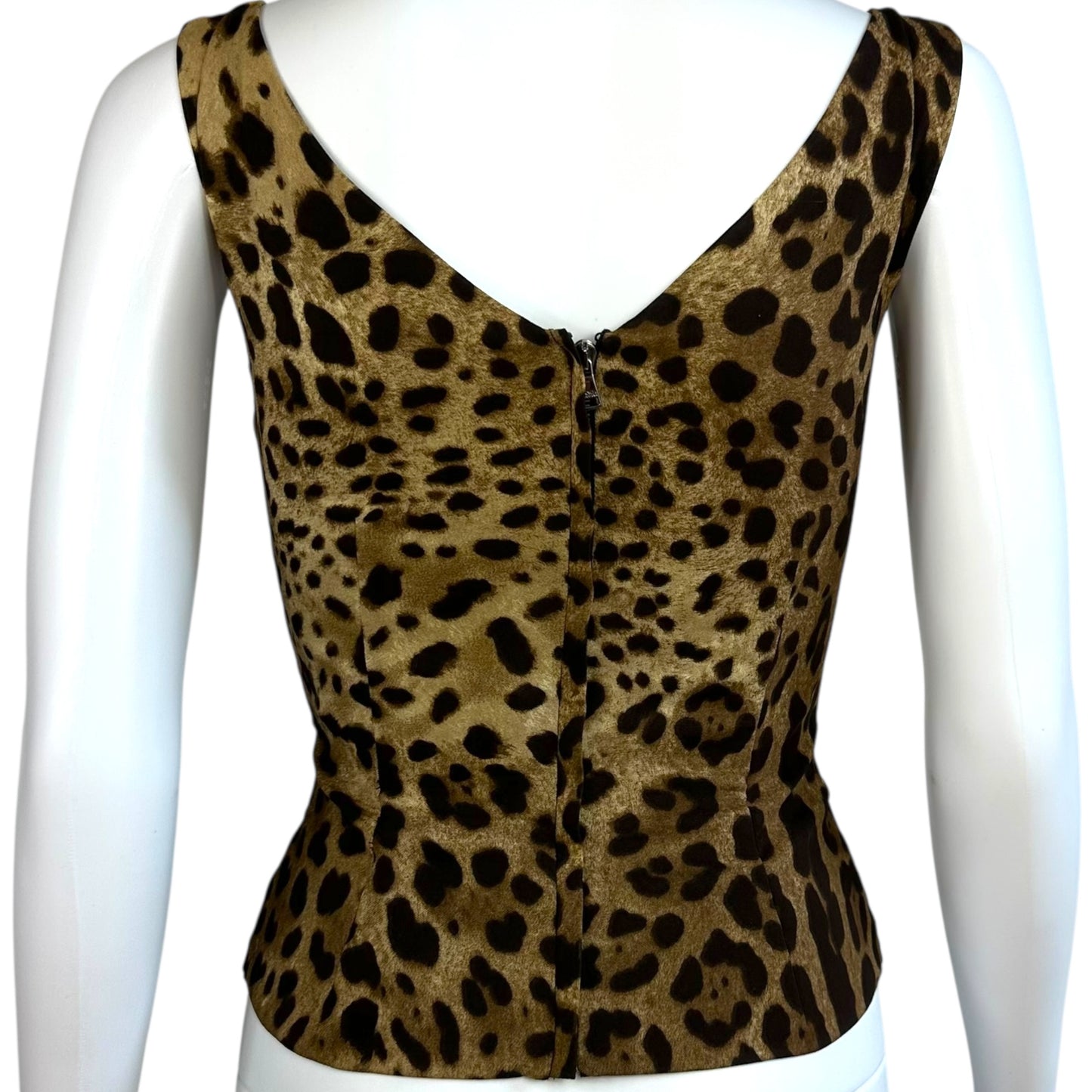 Dolce & Gabbana Leopard Print Silk Crossover Corset Top