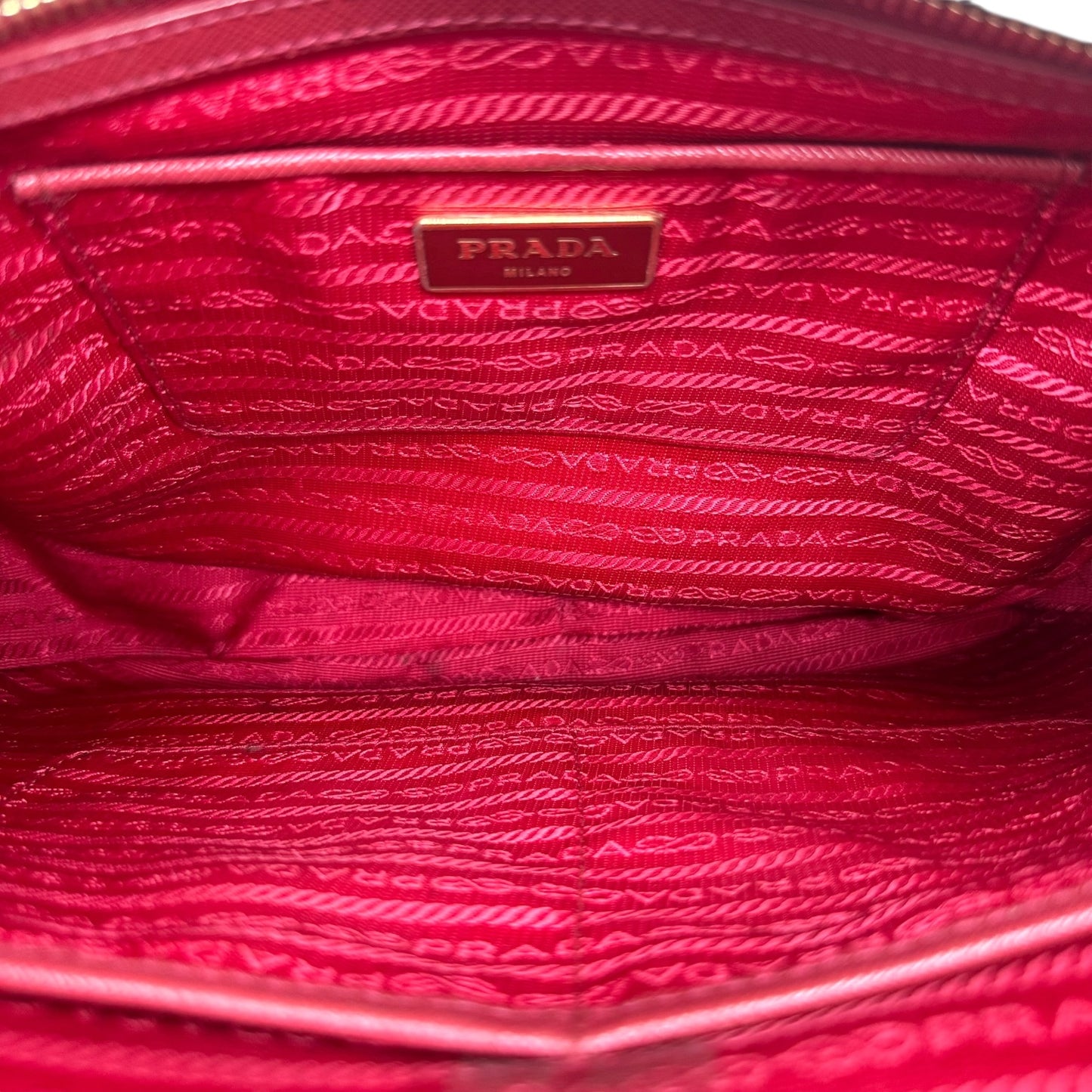 Prada Red Saffiano Leather Hobo Shoulder Bag