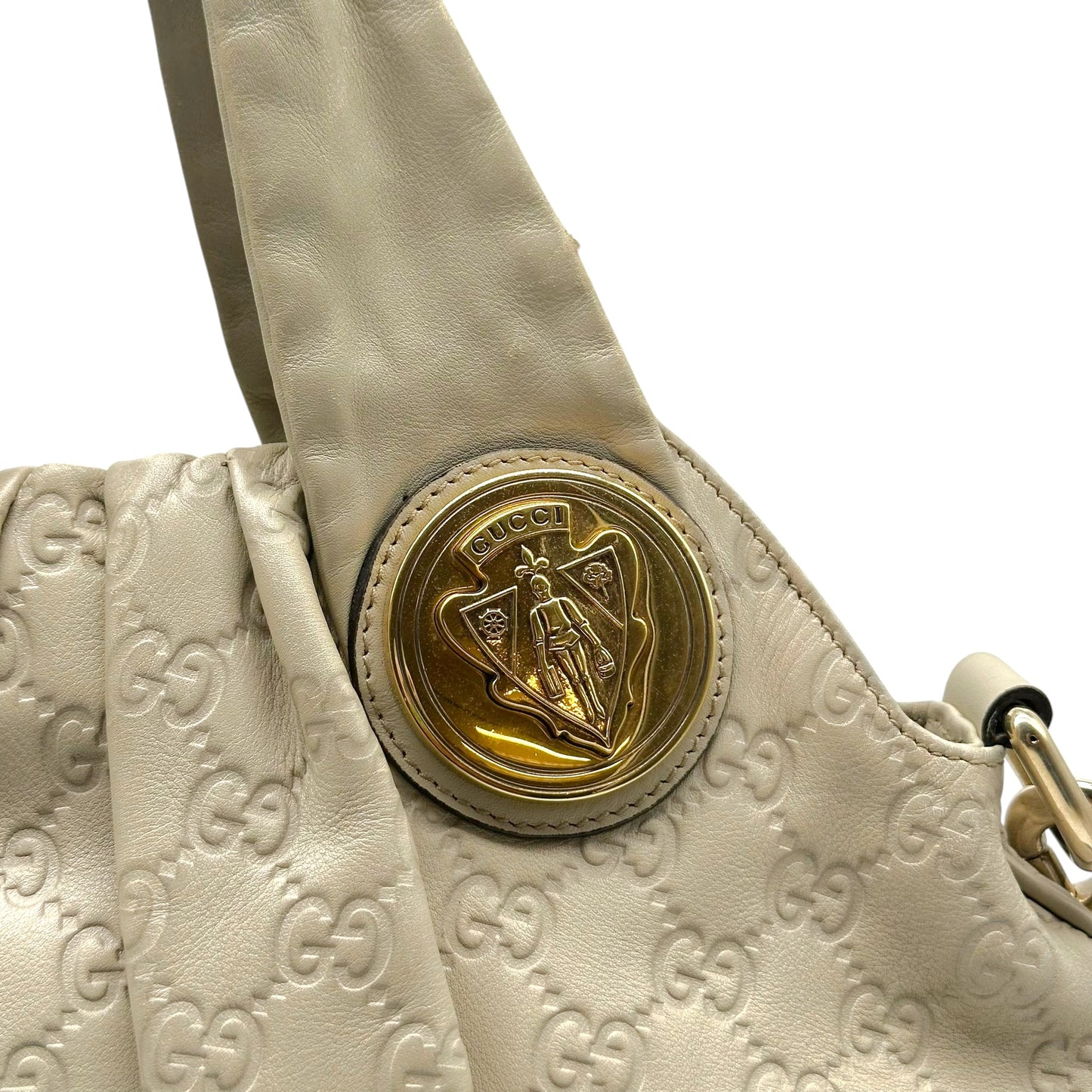 Gucci Ivory Guccissima Embossed Medium Hysteria 2-Way Bag