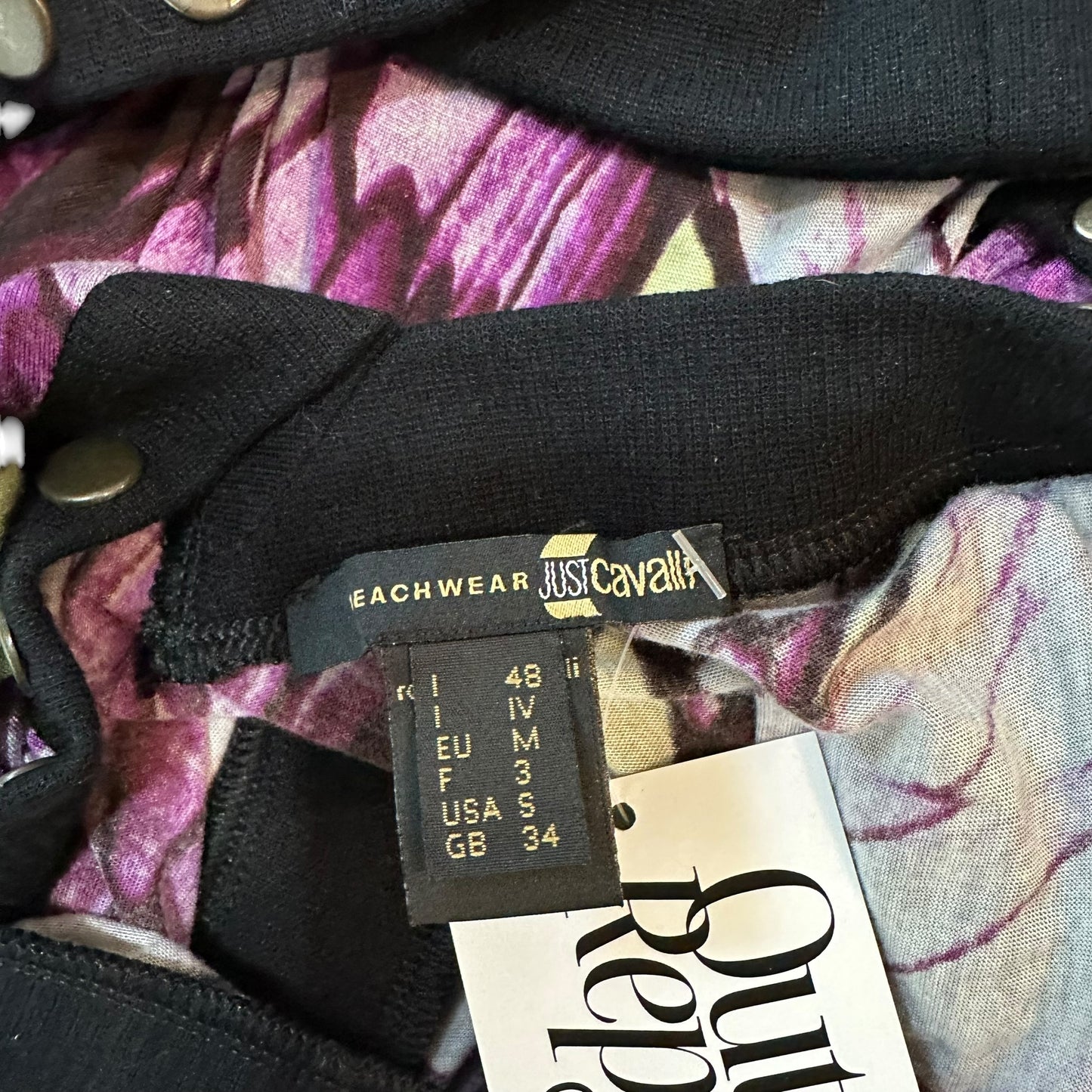 Roberto Cavalli Beachwear Purple Snake Print Studded Mini Dress