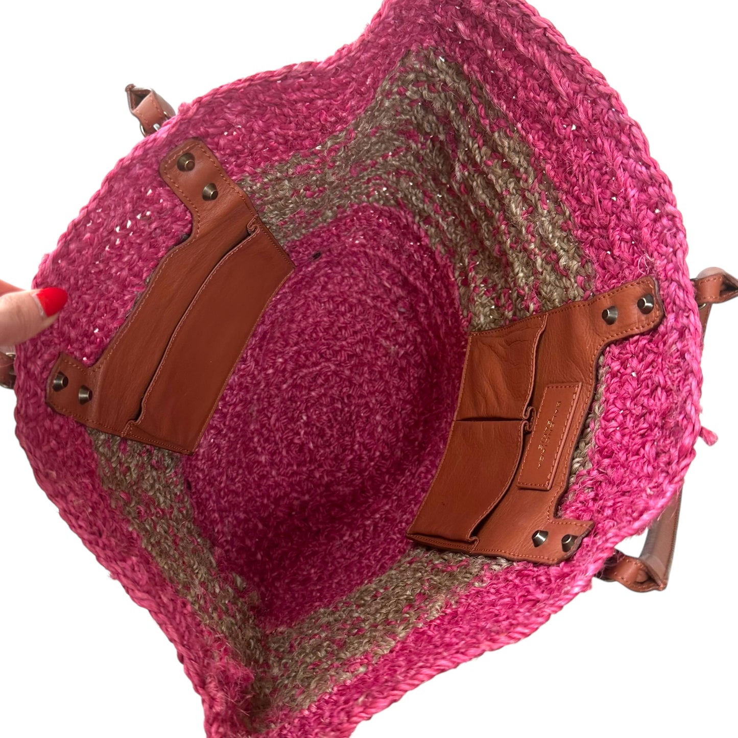 Balenciaga Pink Raffia City Beach Bag