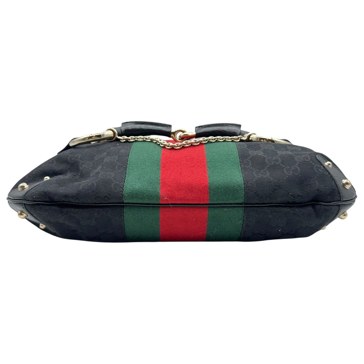 Gucci Black Monogram Horsebit Hobo Bag
