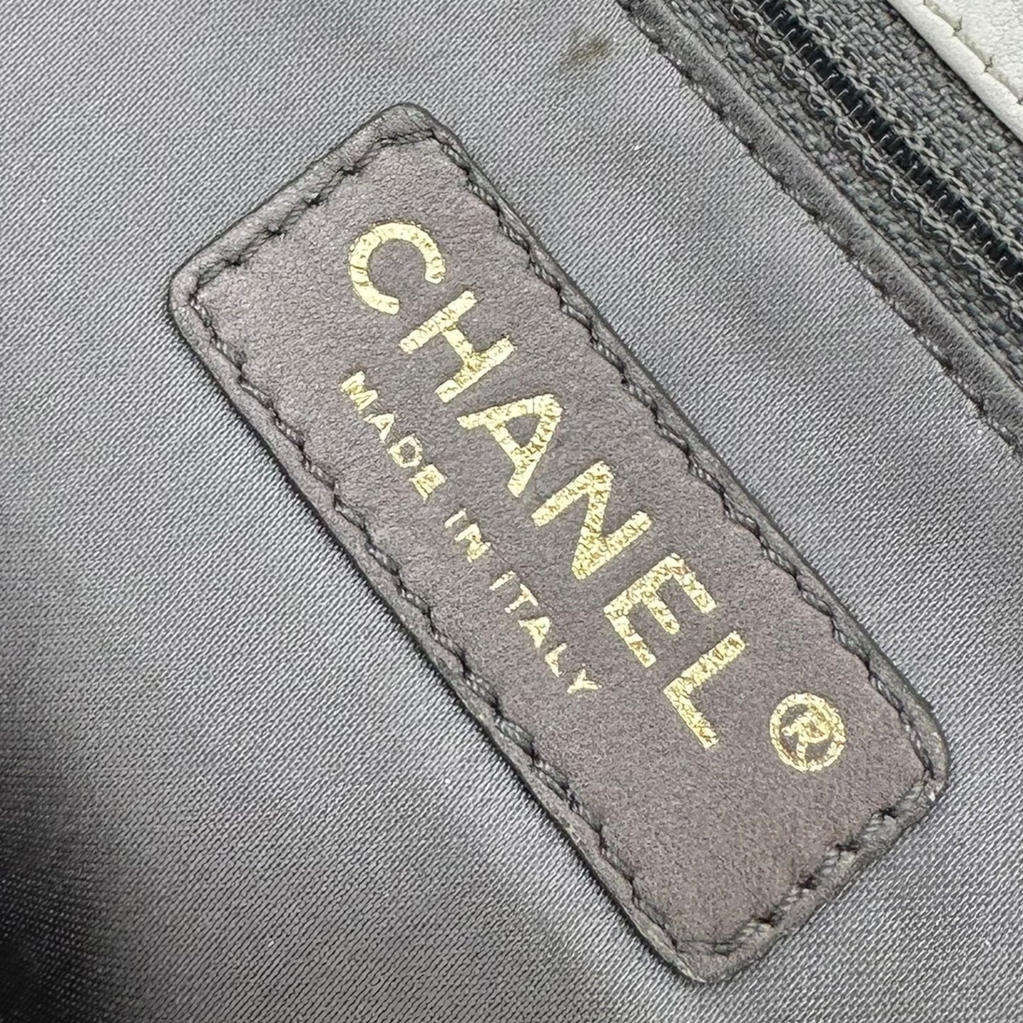 Chanel White Studded Logo Shoulder Bag