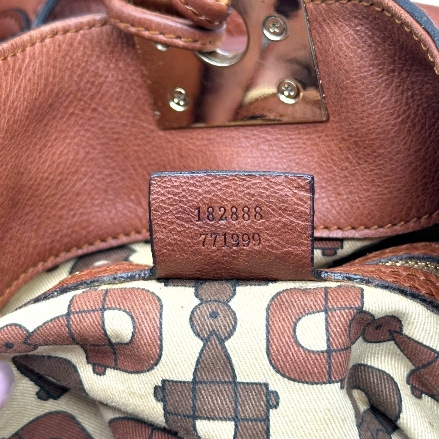 Gucci Brown Leather Guccissima Monogram Indy 2-Way Bag