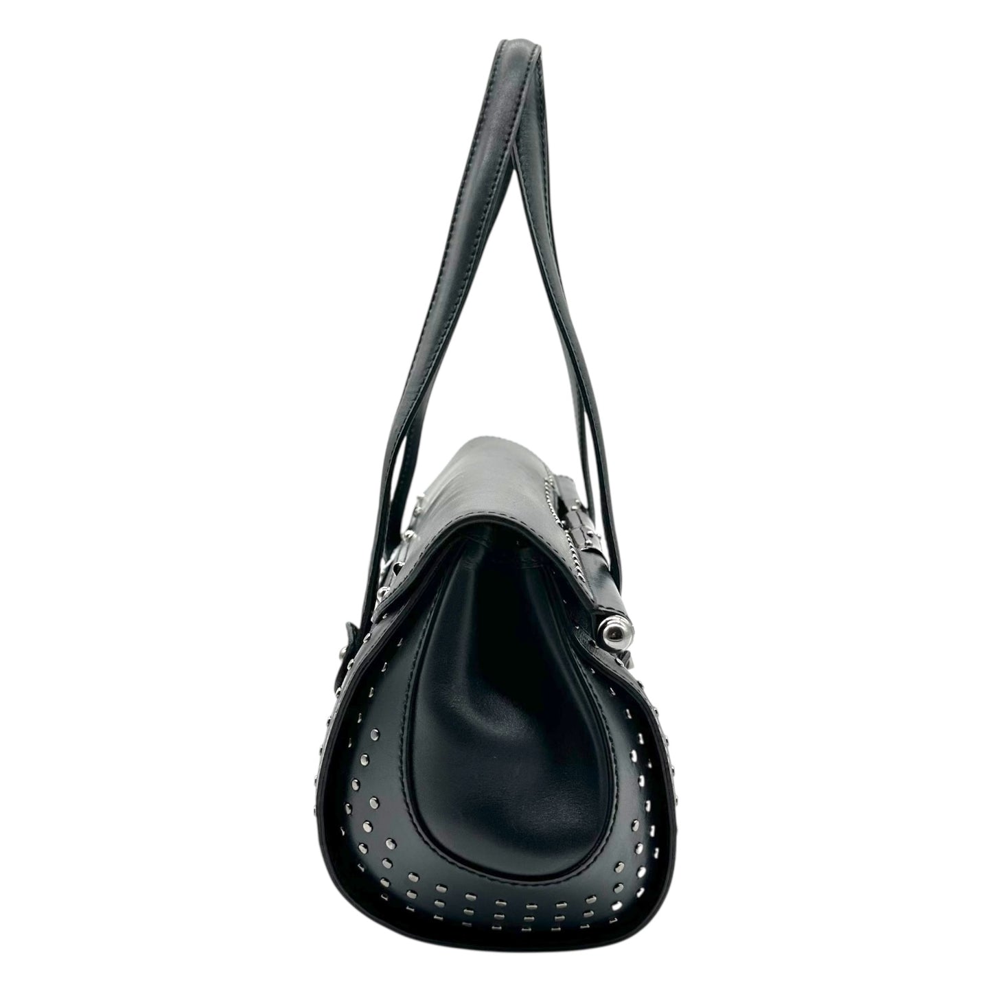 Gucci Black Monogram Studded Bamboo Bullet Bag