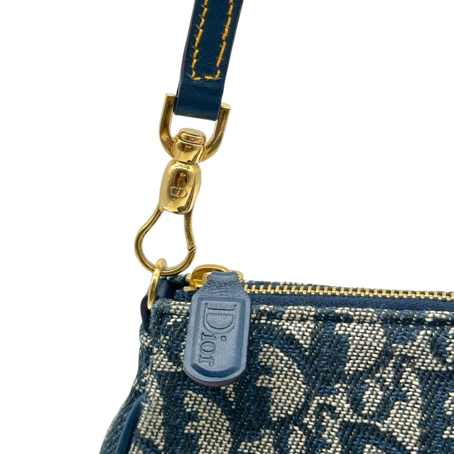 Christian Dior Navy Blue Trotter Monogram Mini Saddle Bag