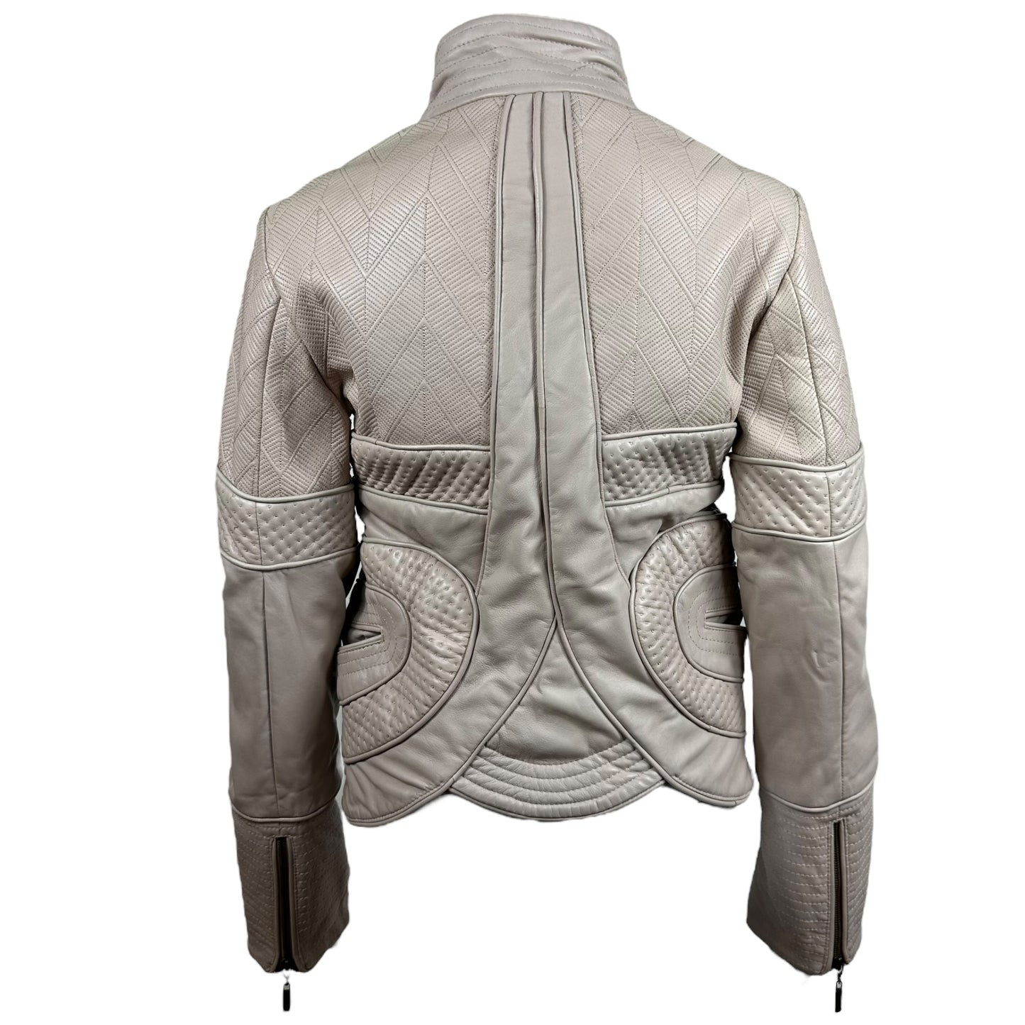 Just Cavalli by Roberto Cavalli Pink Embroidered Leather Moto Jacket NWT
