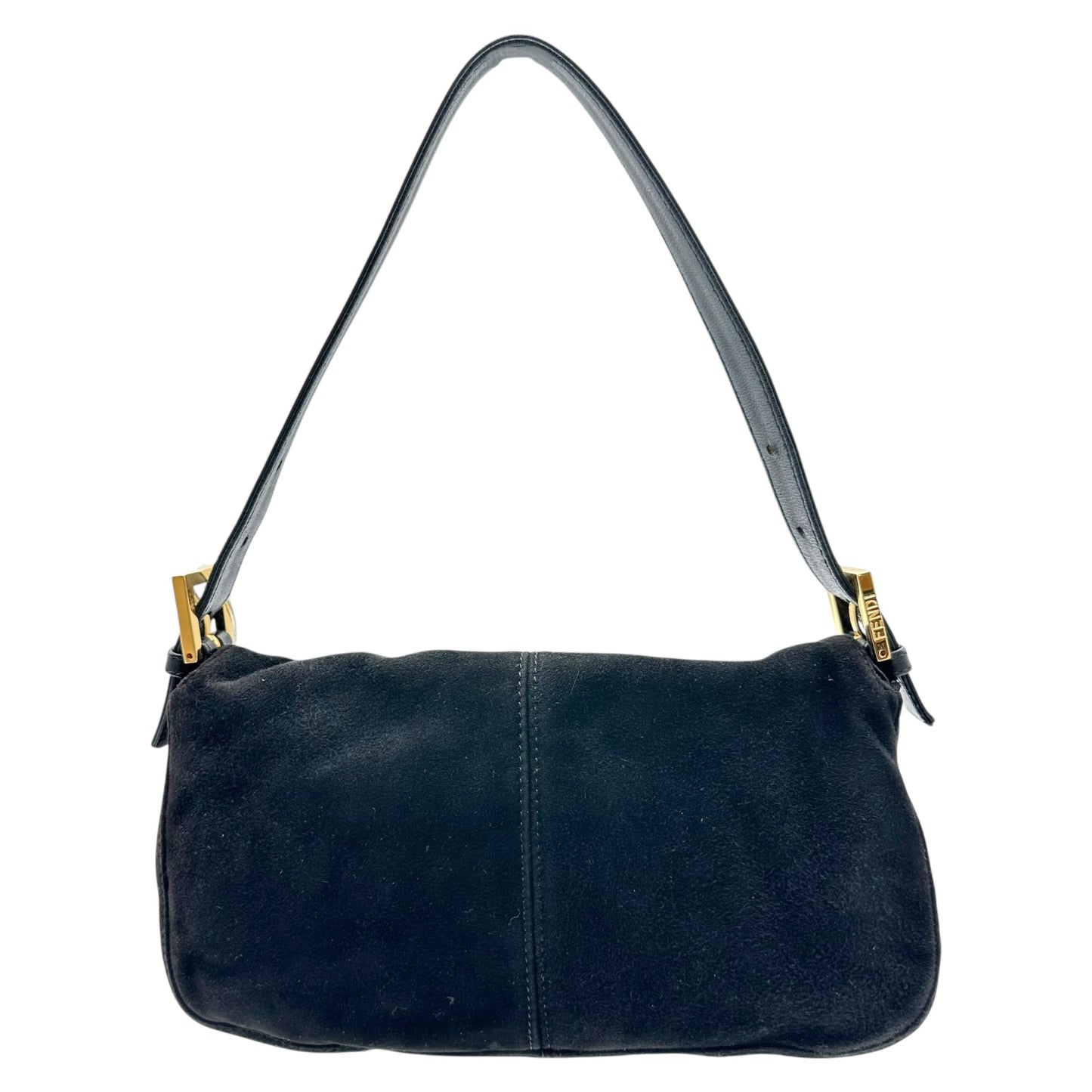 Fendi Black Suede & Gold Hardware Baguette Bag