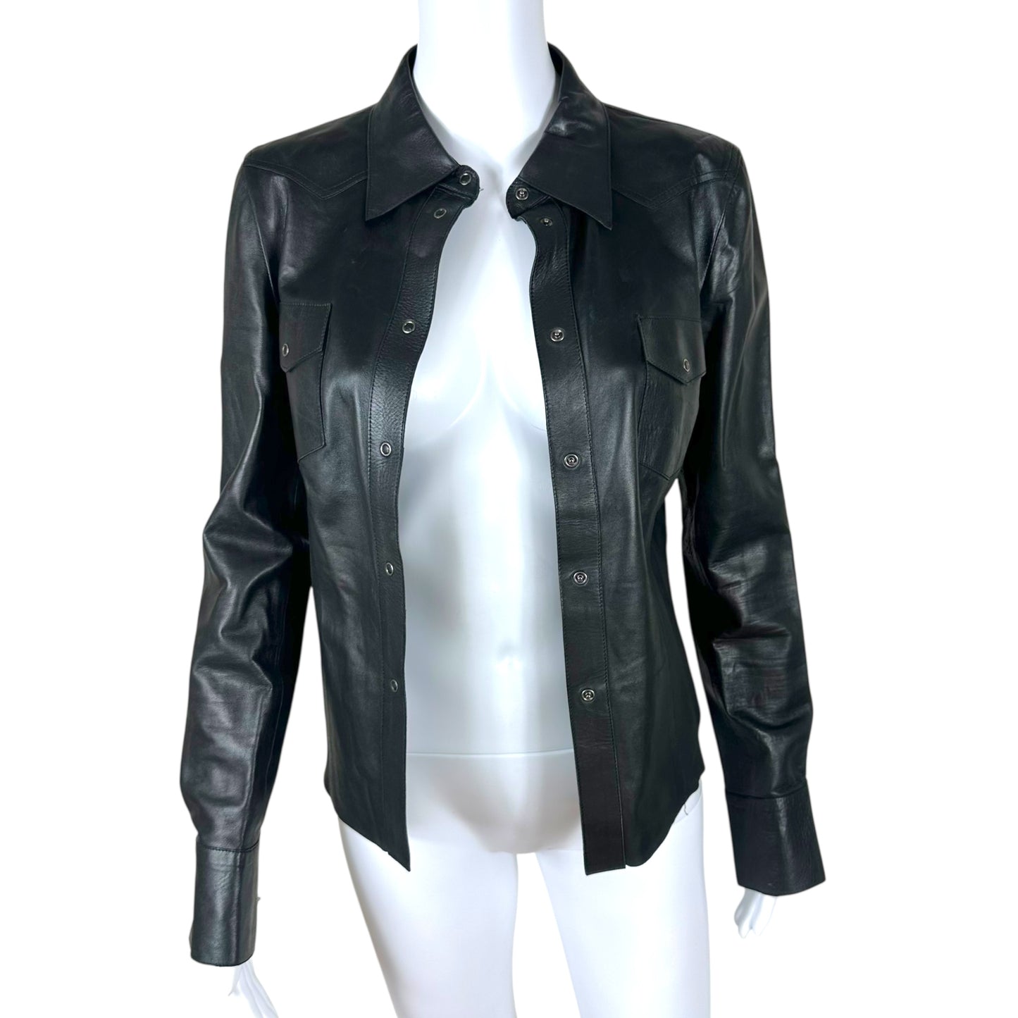 Gucci by Tom Ford Black Leather Shirt