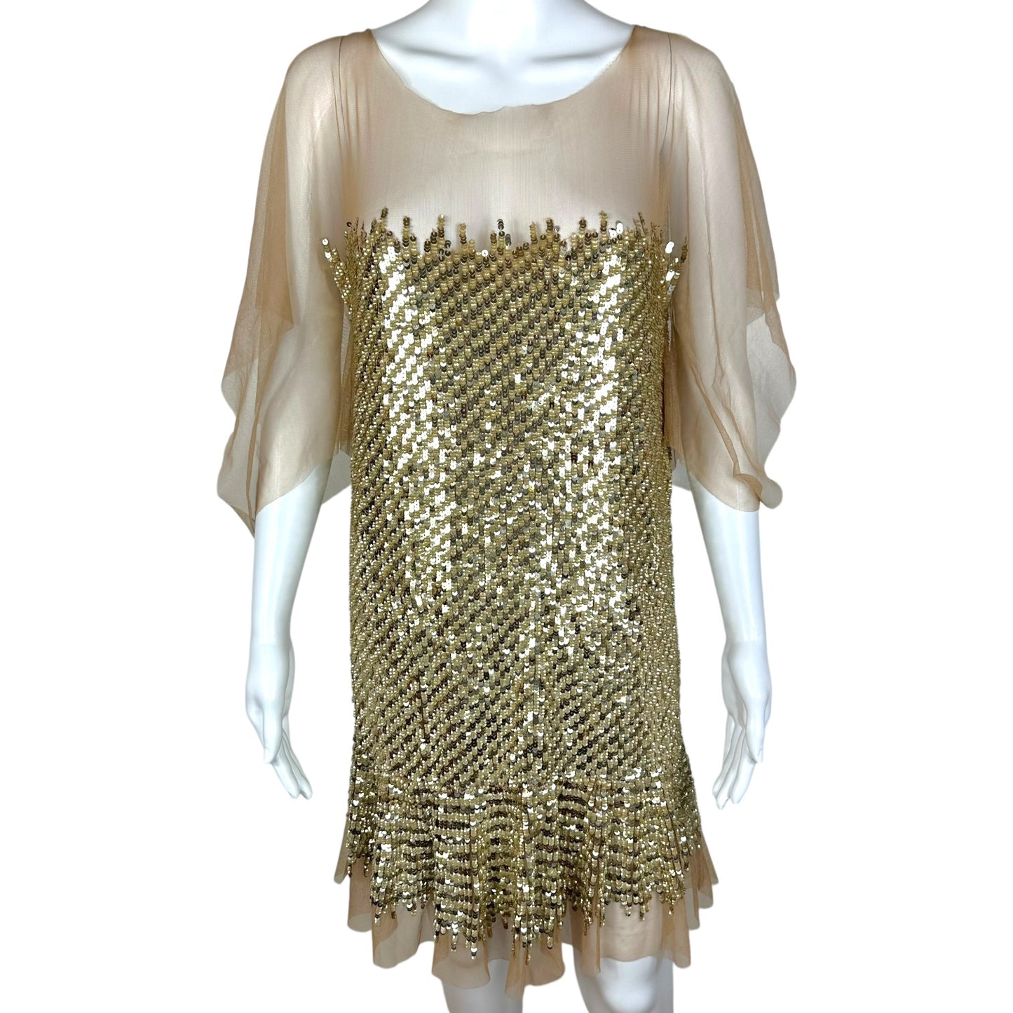 Just Cavalli Roberto Cavalli Gold Sequin & Mesh Mini Dress NEW
