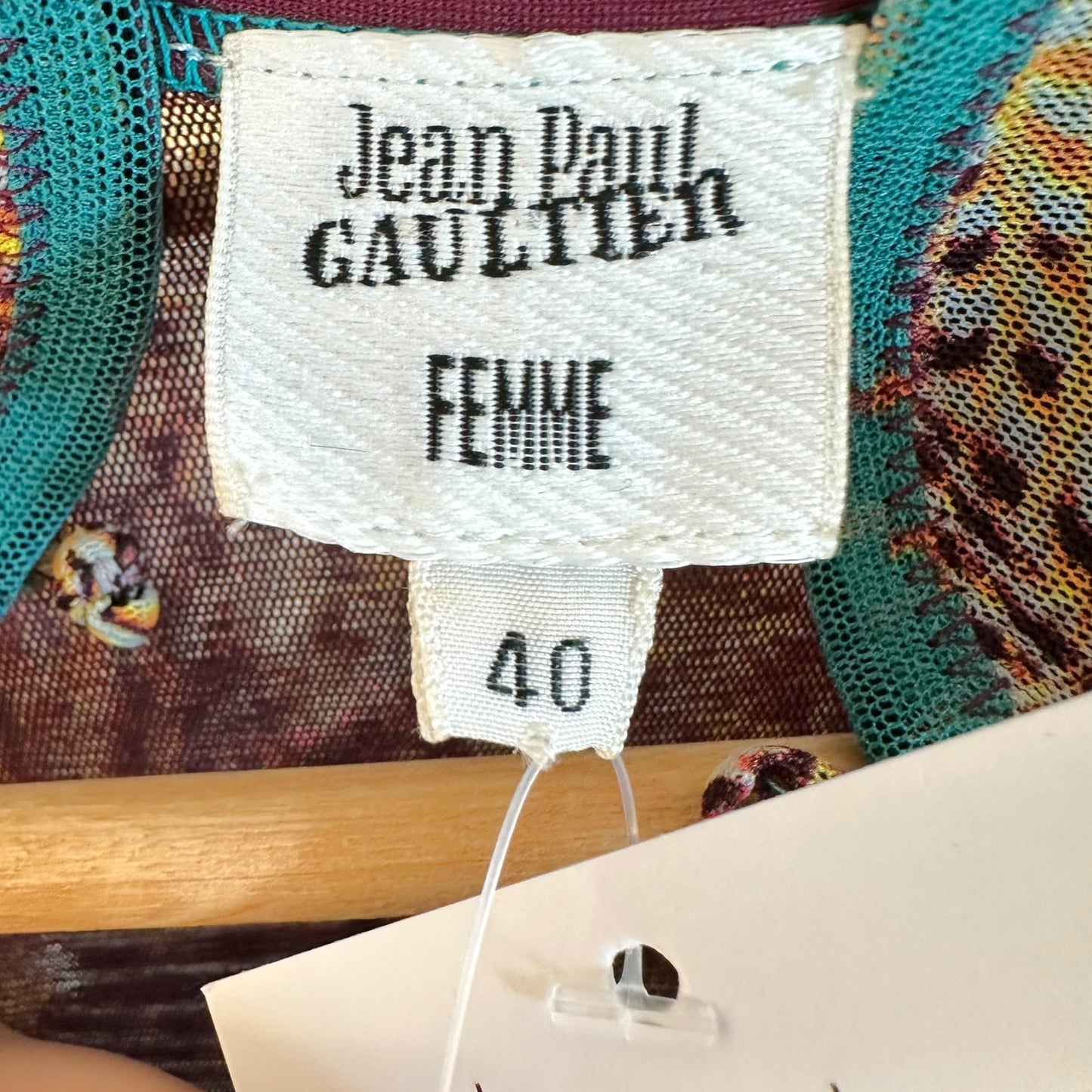 Jean Paul Gaultier Turquoise Fish Print Mesh Chinosoire Midi Dress