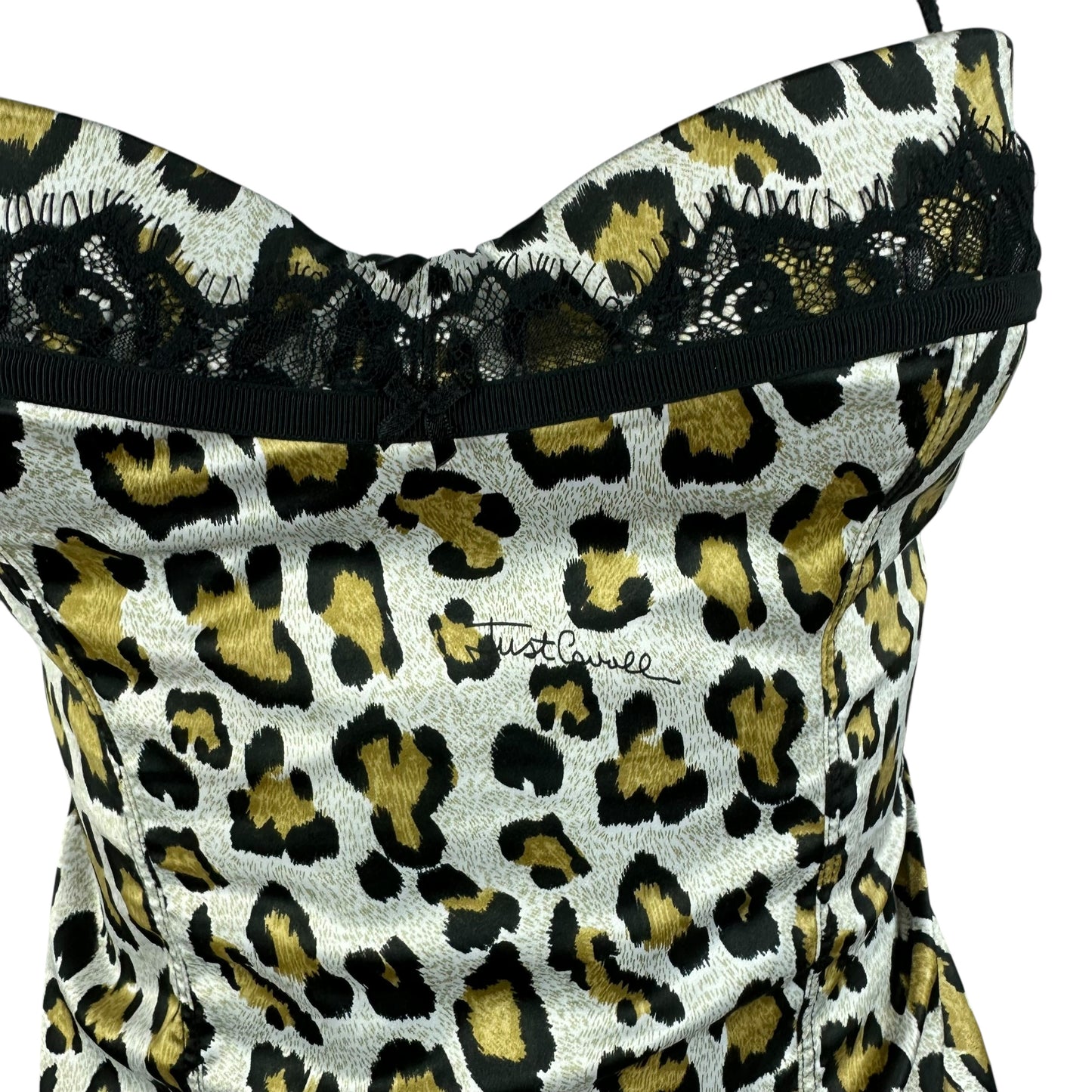Just Cavalli Roberto Cavalli Leopard Print Lace Back Bustier Top