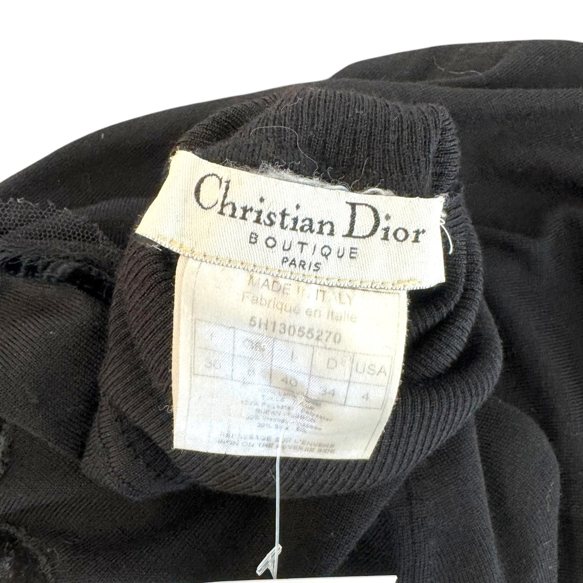 Christian Dior Black Cashmere Velvet Turtleneck Sweater