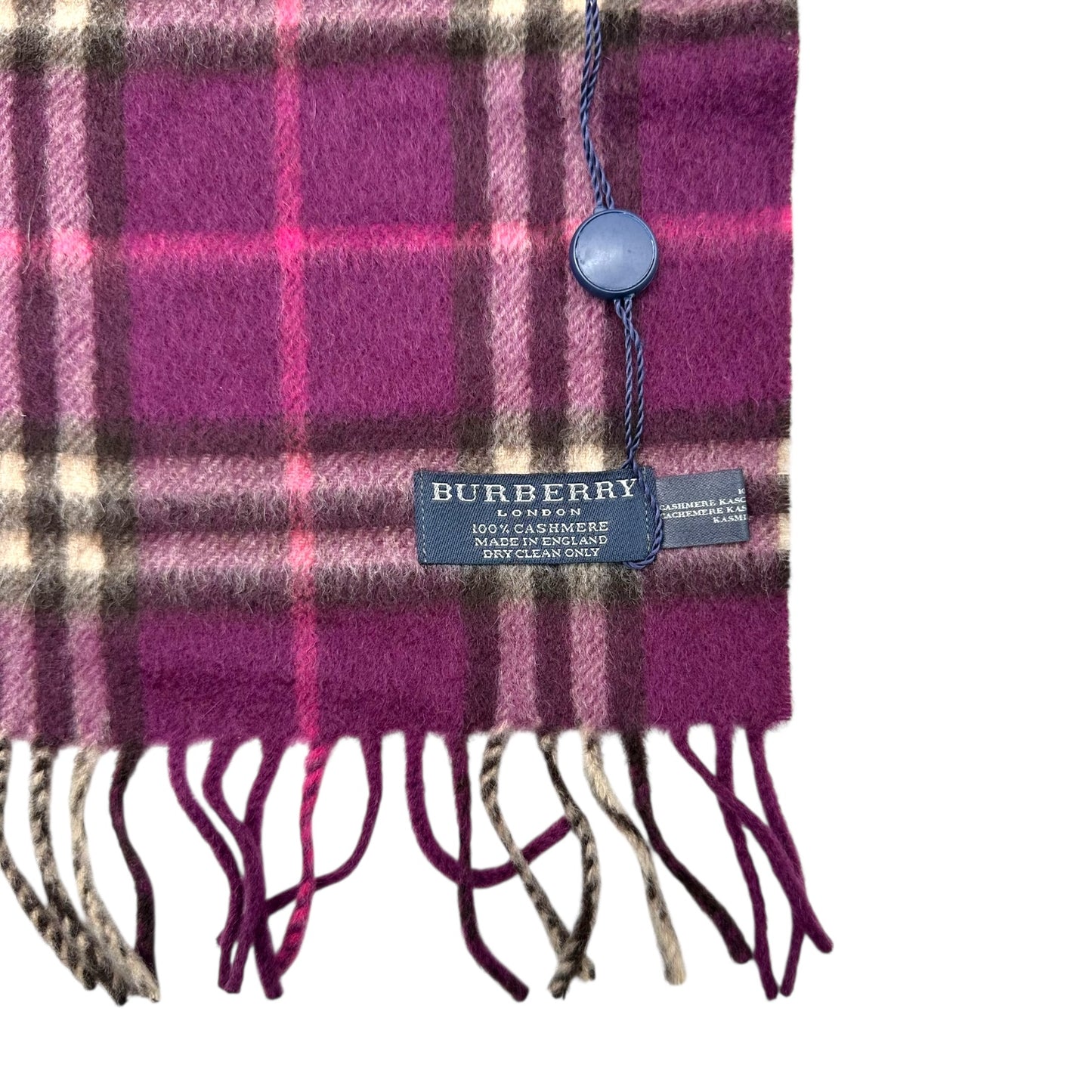 Burberry Purple Nova Check Plaid Cashmere Scarf NEW
