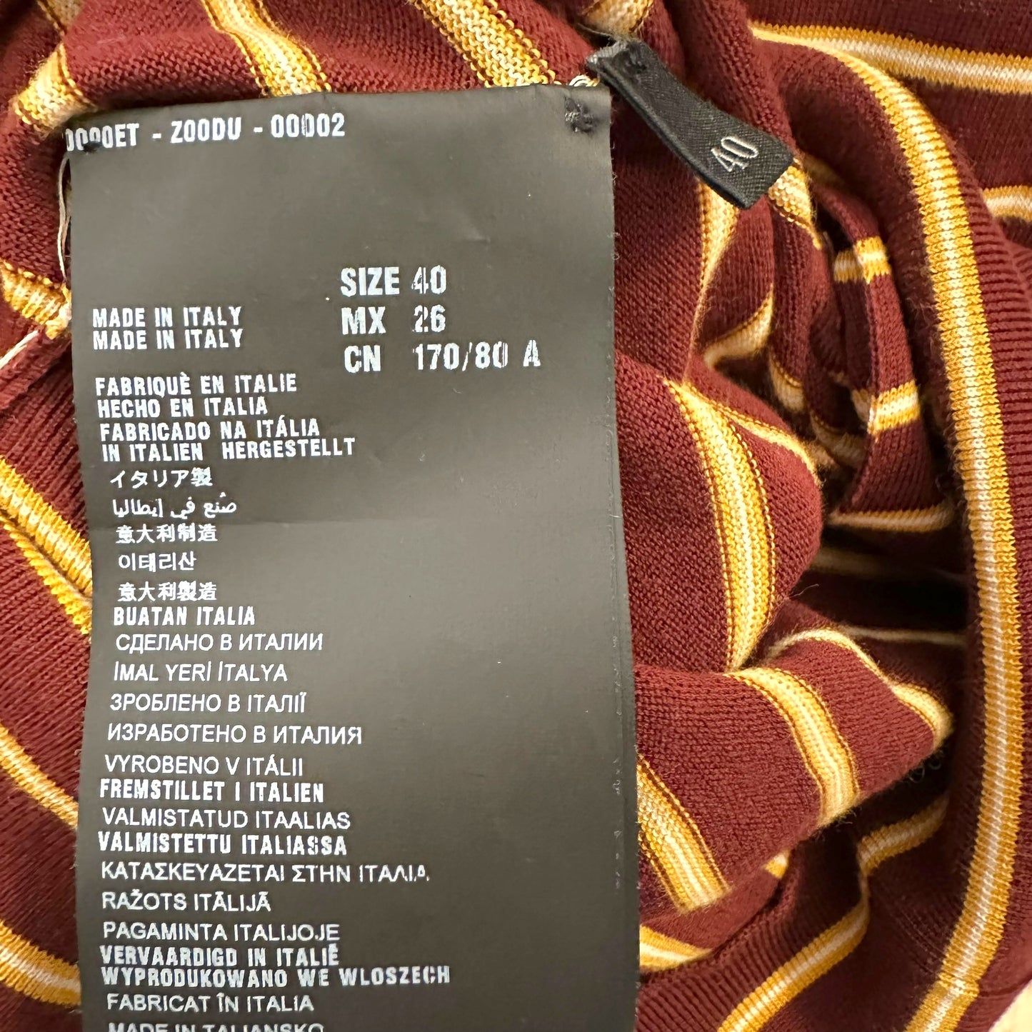 Prada 2013 Burgundy & Yellow Striped Crop Cardigan