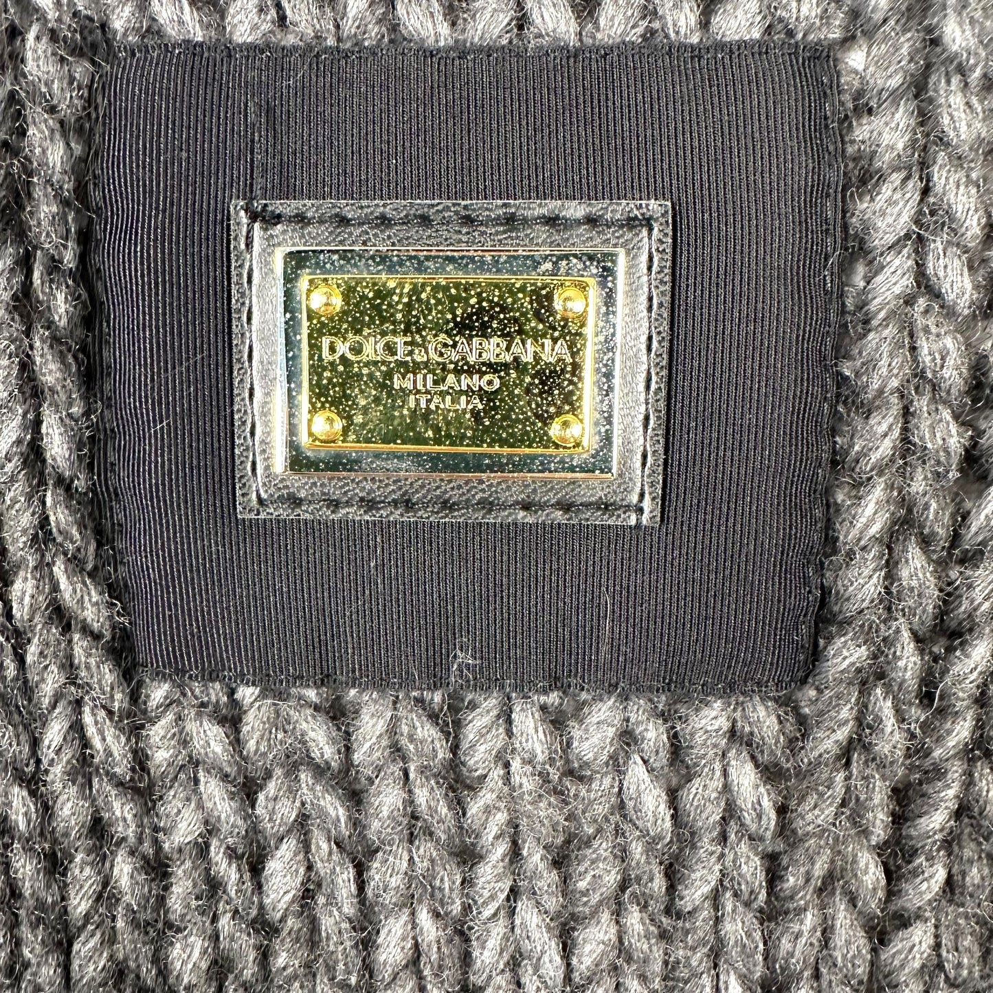 Dolce & Gabbana Gray Wool Knit Poncho w/ Attached Scarf