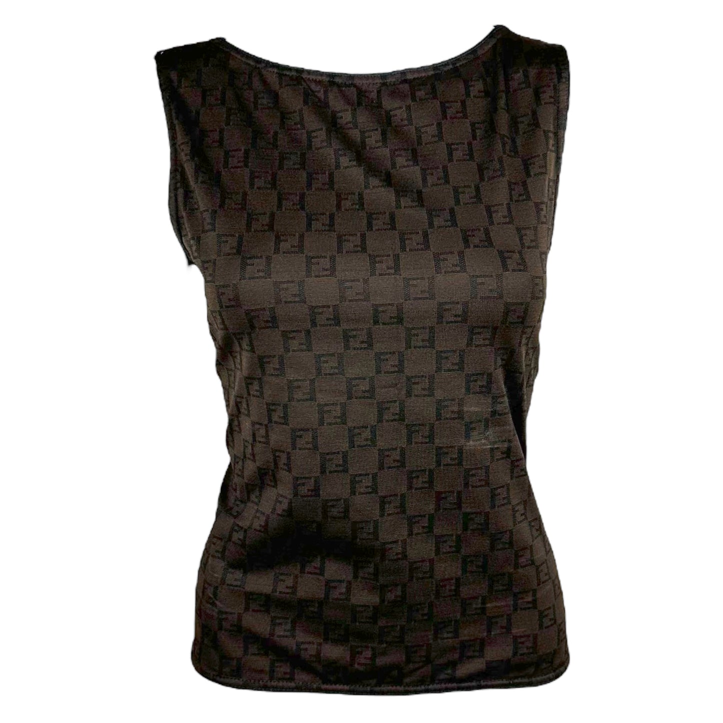 Fendi Brown & Black Zucchino Tank Top