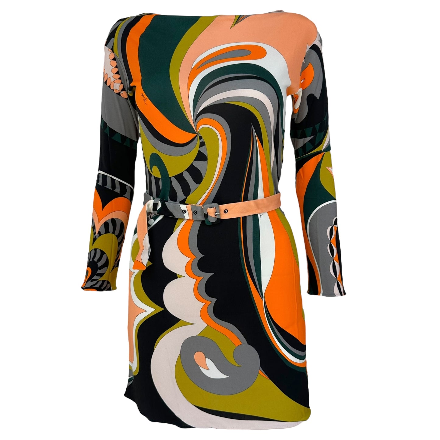 Emilio Pucci Orange & Black Printed Mini Dress NEW