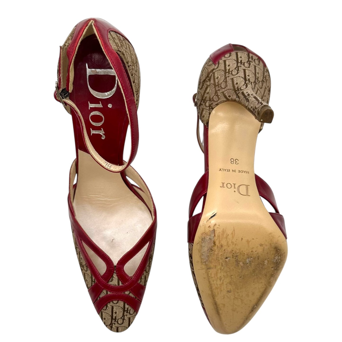 Christian Dior Trotter Monogram & Red Leather Heels