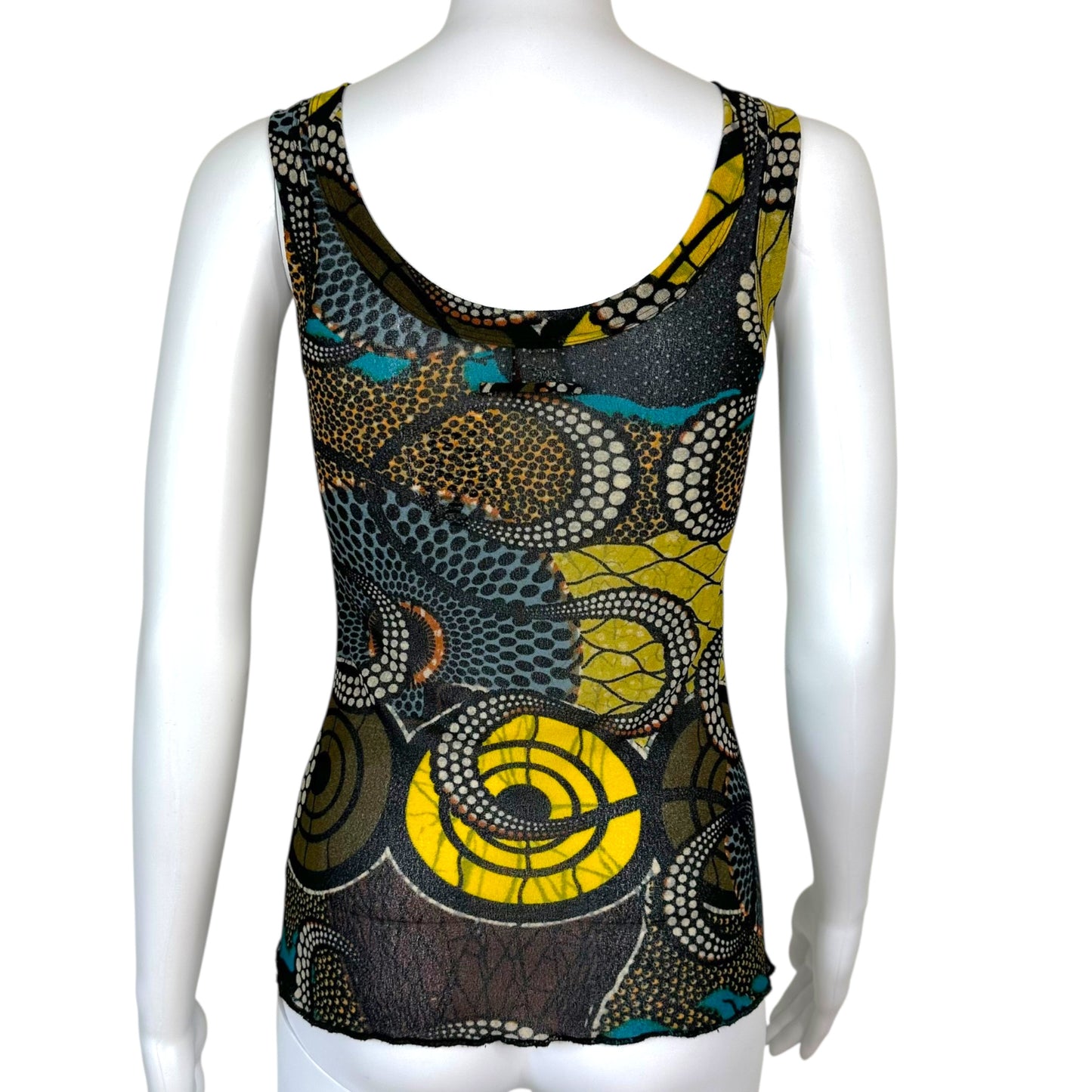 Jean Paul Gaultier Soleil Polka Dot & Swirl Print Mesh Tank Top