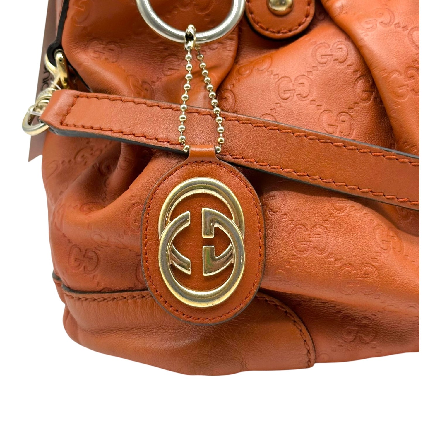 Gucci Orange Embossed Monogram Sukey Tote Bag
