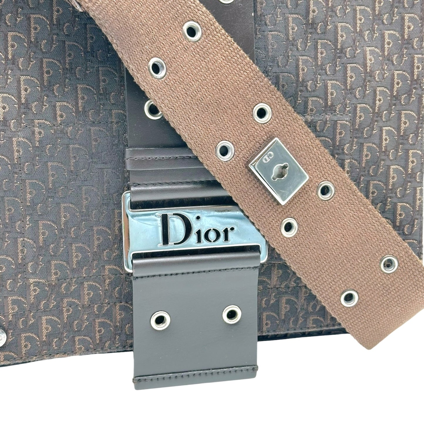 Christian Dior Dark Brown Trotter Monogram Street Chic Crossbody Satchel Bah