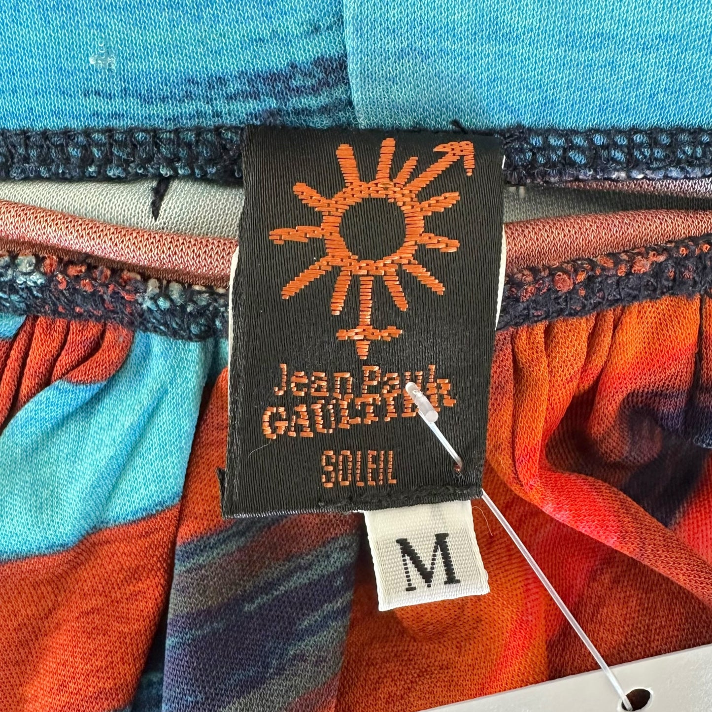 Jean Paul Gaultier Soleil Orange & Blue Patterned Midi Skirt