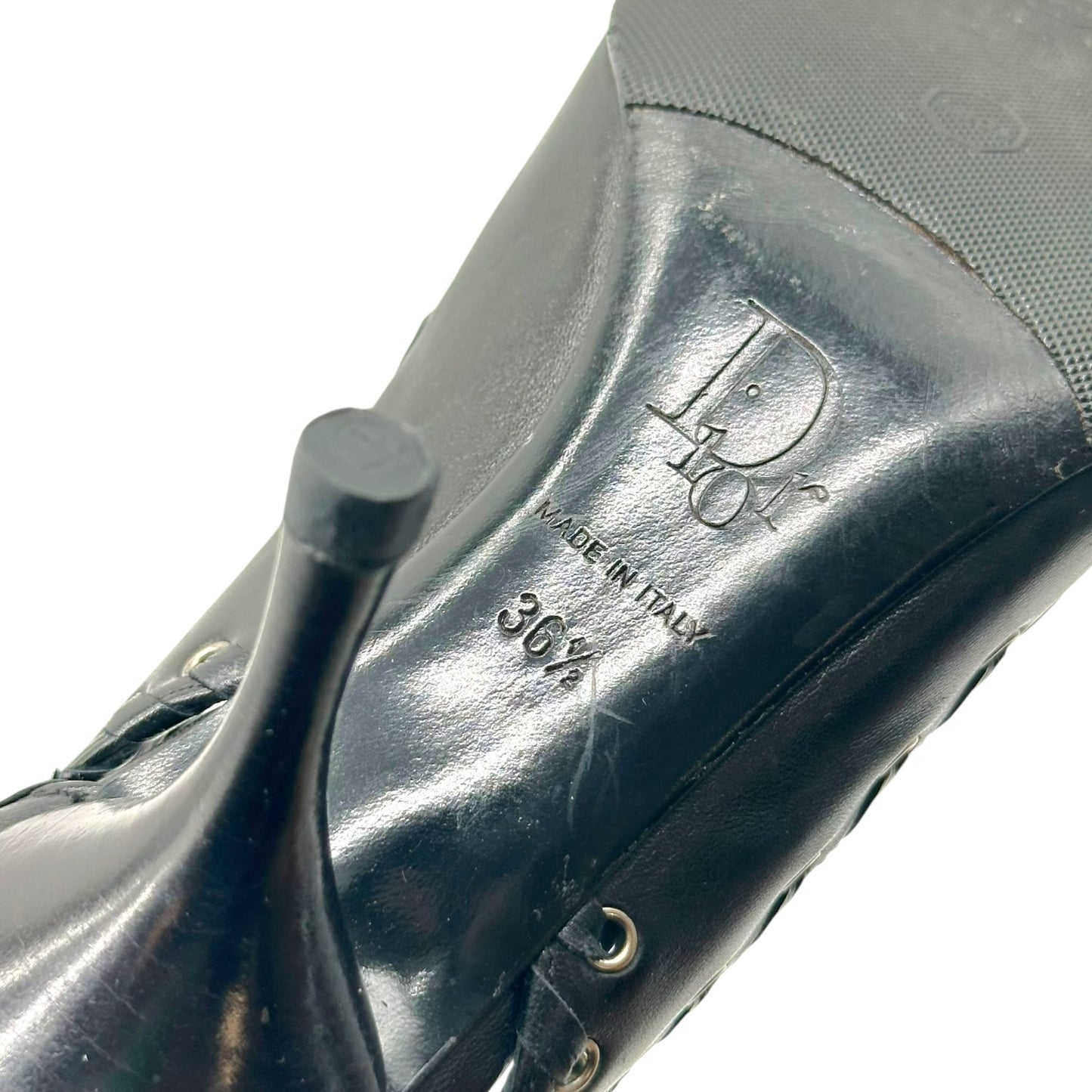 Christian Dior Black Pointed Toe Heels with Eyelet Details