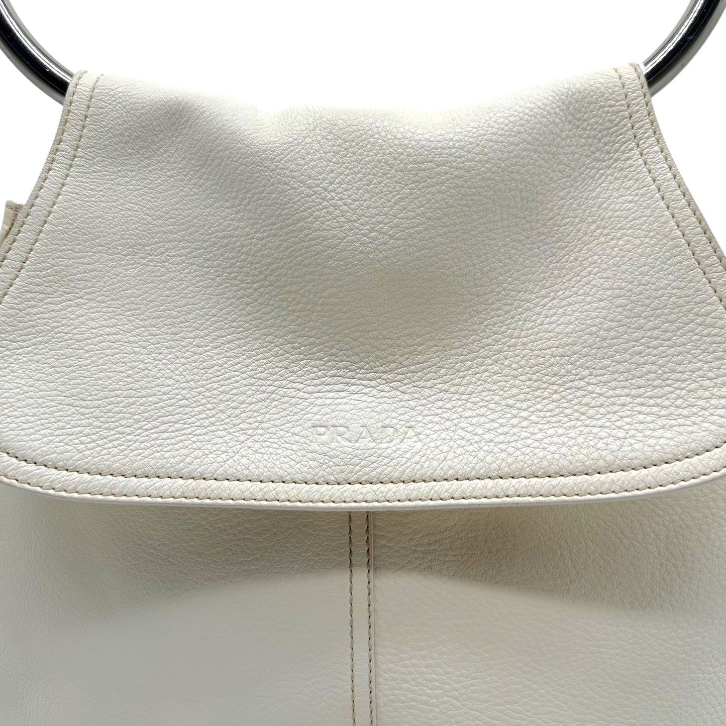 Prada White Leather Medium Swing Shoulder Bag