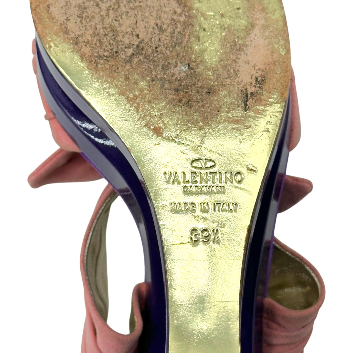 Valentino Garavani Pink Suede & Purple Cut-Out Platform Wedge Sandals
