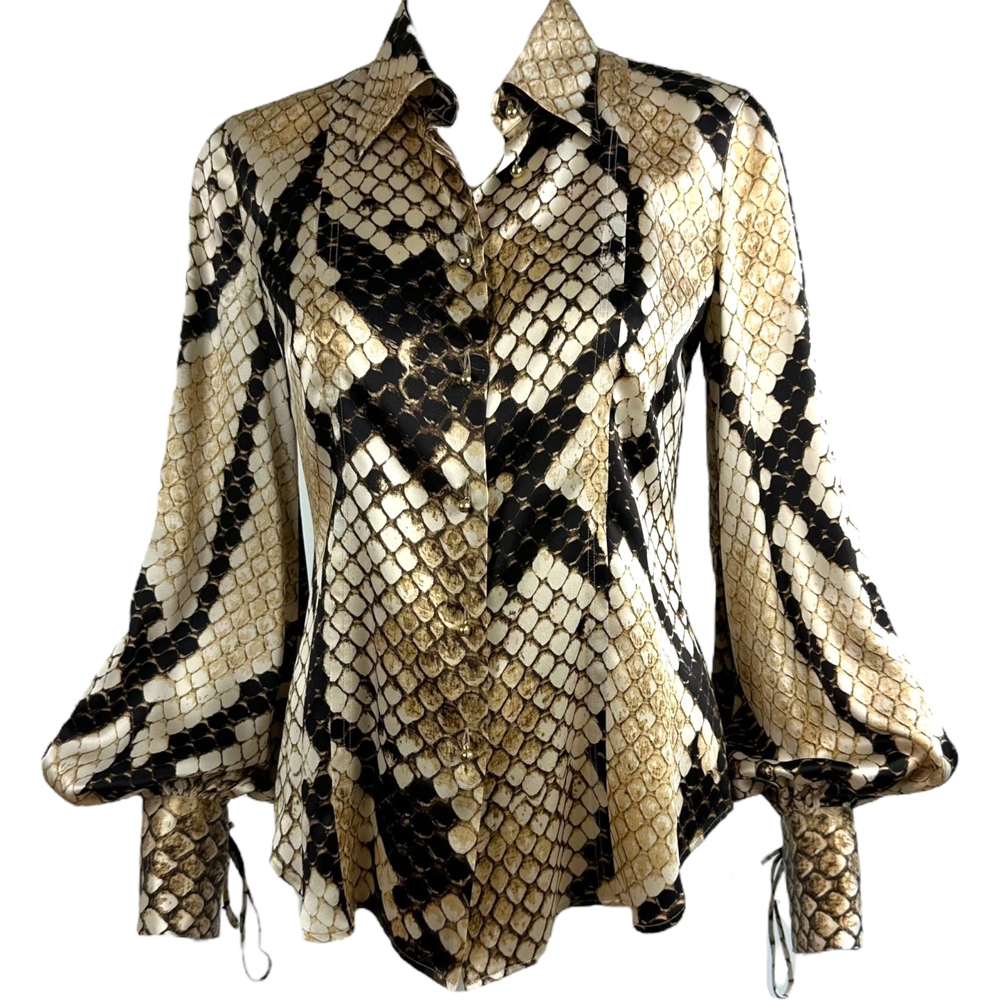 Roberto Cavalli 2007 Snakeskin Print Silk Blouse