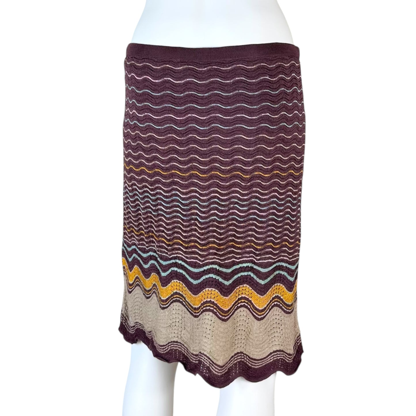 M Missoni Purple Multicolor Knit Midi Skirt