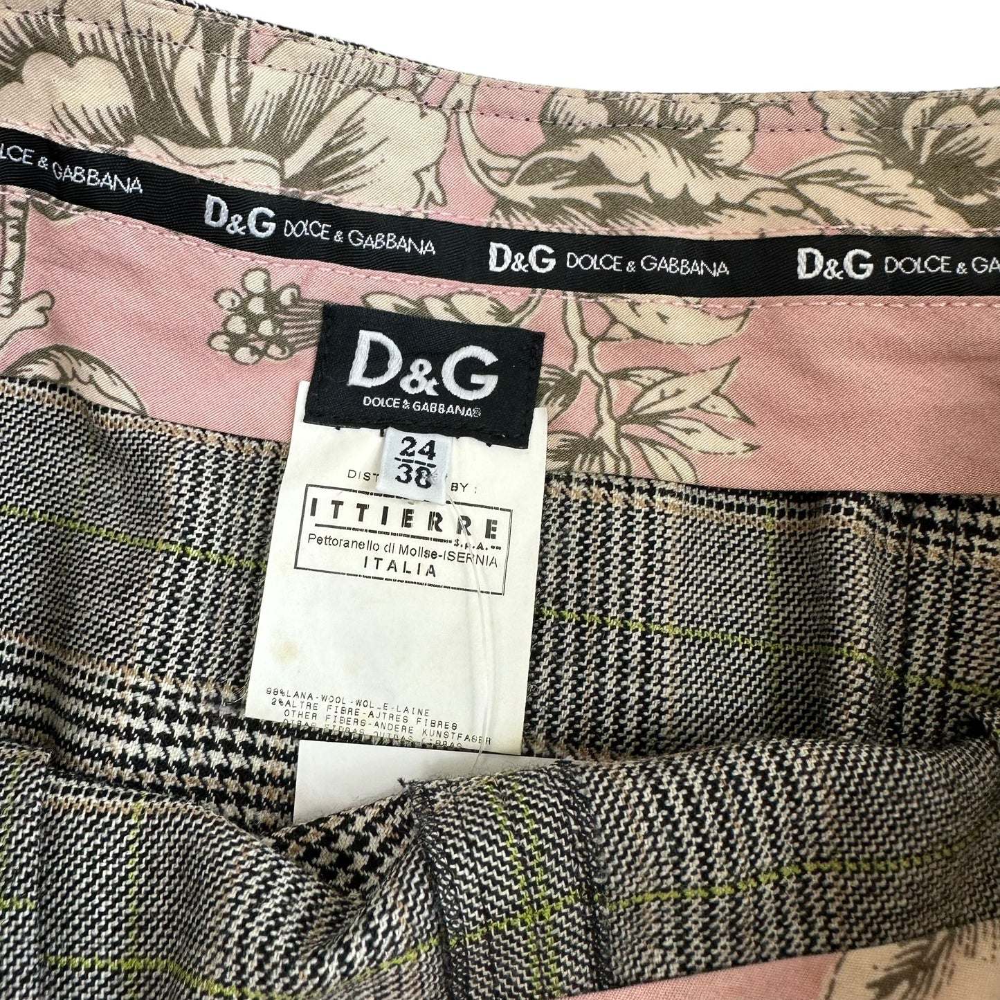 D&G Dolce & Gabbana Side Button Plaid Mini Skirt
