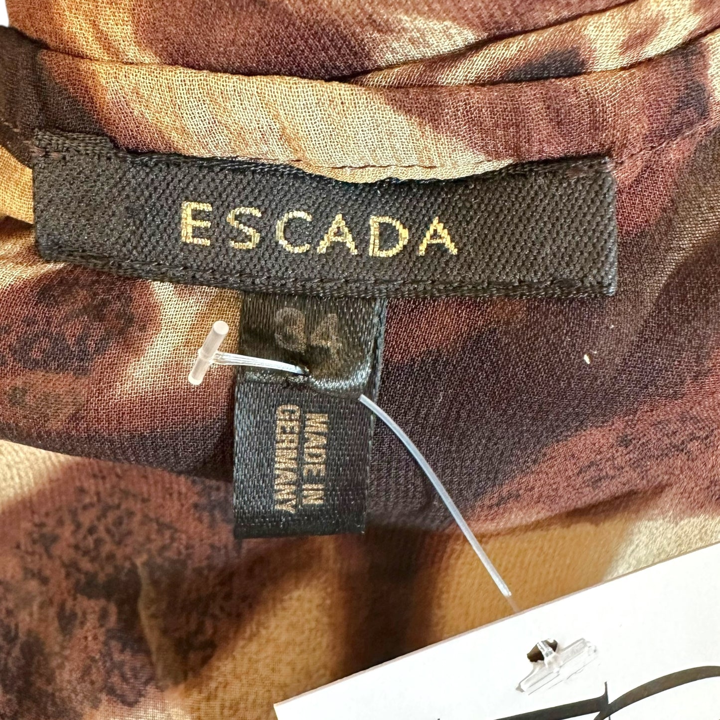 Escada Semi-Sheer Silk Off Shoulder Ruffle Blouse