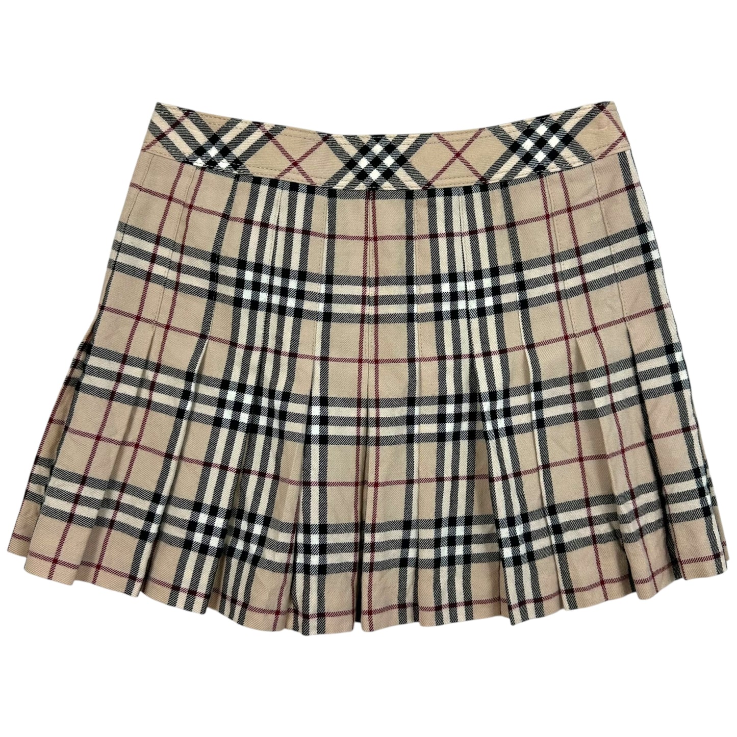 Burberry Blue Label Classic Tan Plaid Pleated Mini Skirt