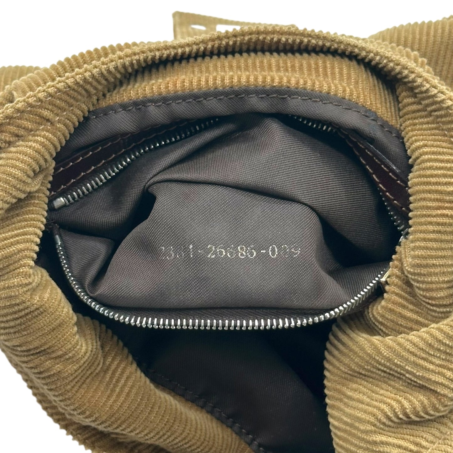 Fendi Brown Corduroy Baguette Bucket Bag