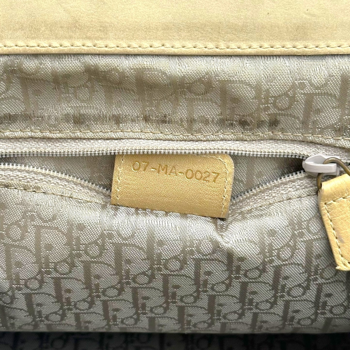 Christian Dior Ivory Suede Leather Bowler Bag