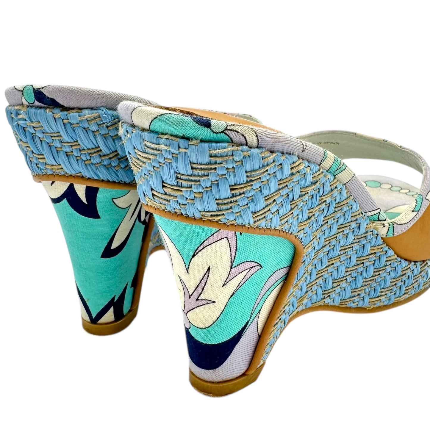 Emilio Pucci Blue & Tan Espadrille Wedge Sandals - Outfit Repeater