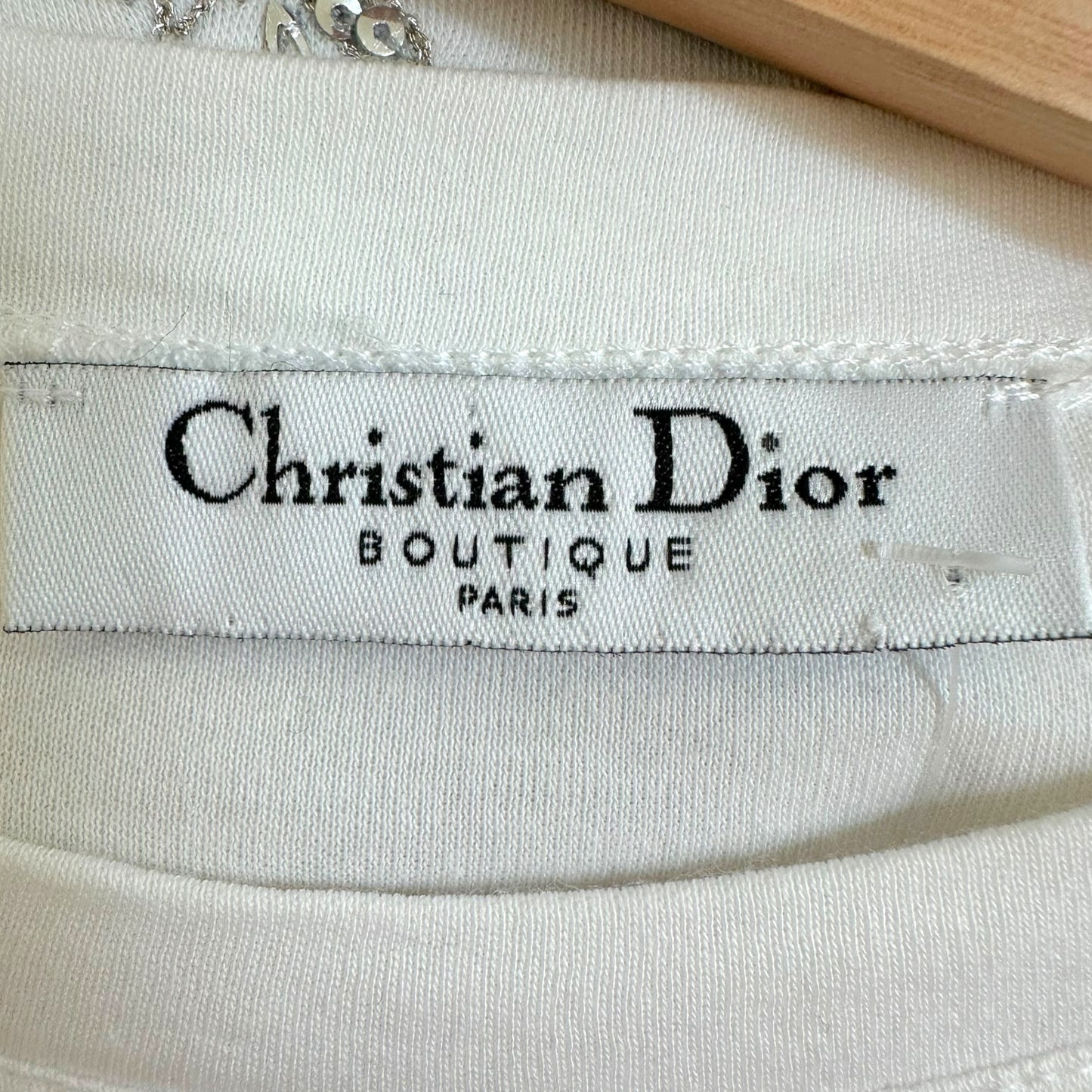 Christian Dior White Rhinestone T-Shirt