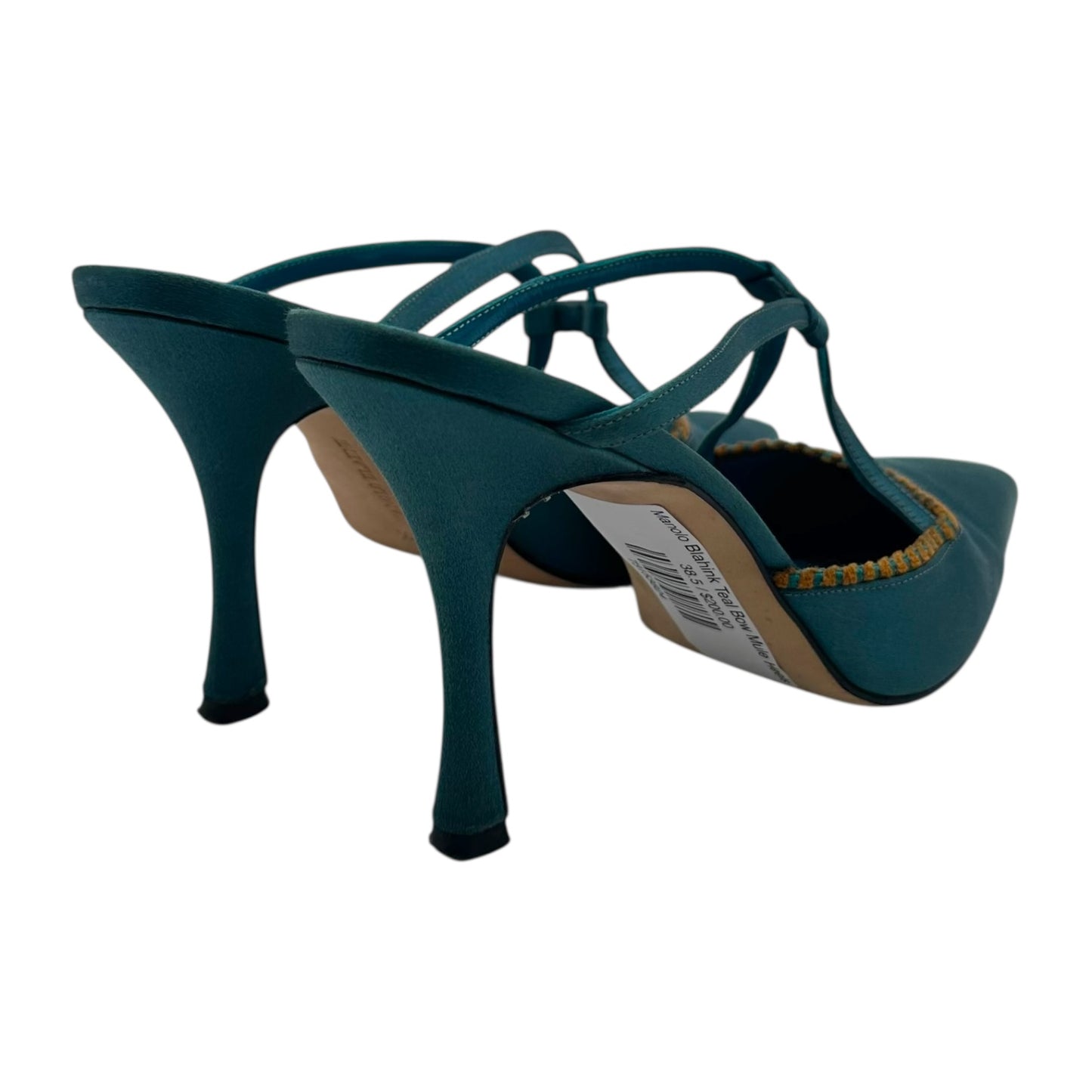 Manolo Blahink Teal Bow Mule Heels
