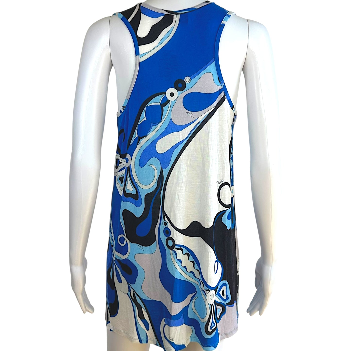 Emilio Pucci Blue Printed Rhinestone Strap Tank Top